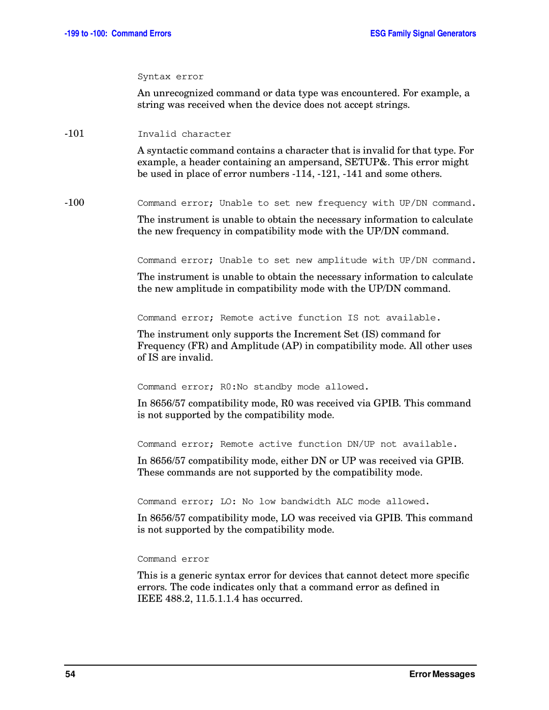 Agilent Technologies E4400-90333 manual Syntax error 