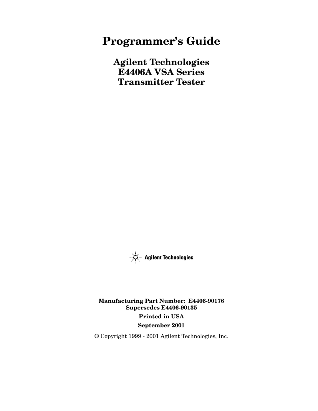 Agilent Technologies E4406A VSA manual Programmer’s Guide 