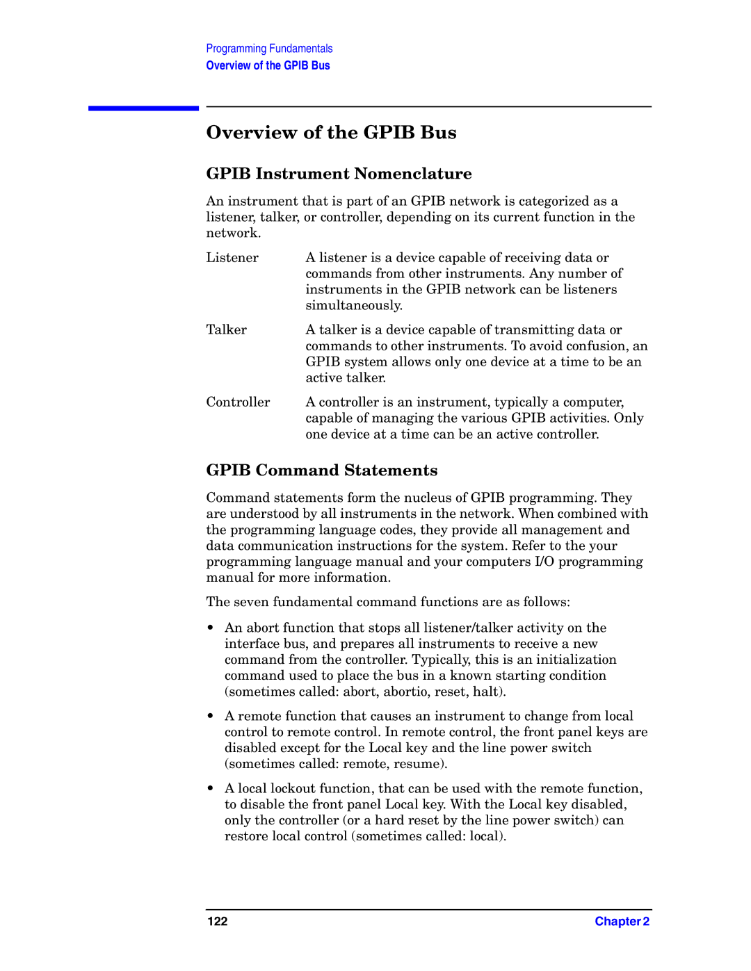 Agilent Technologies E4406A VSA manual Overview of the Gpib Bus, Gpib Instrument Nomenclature, Gpib Command Statements 