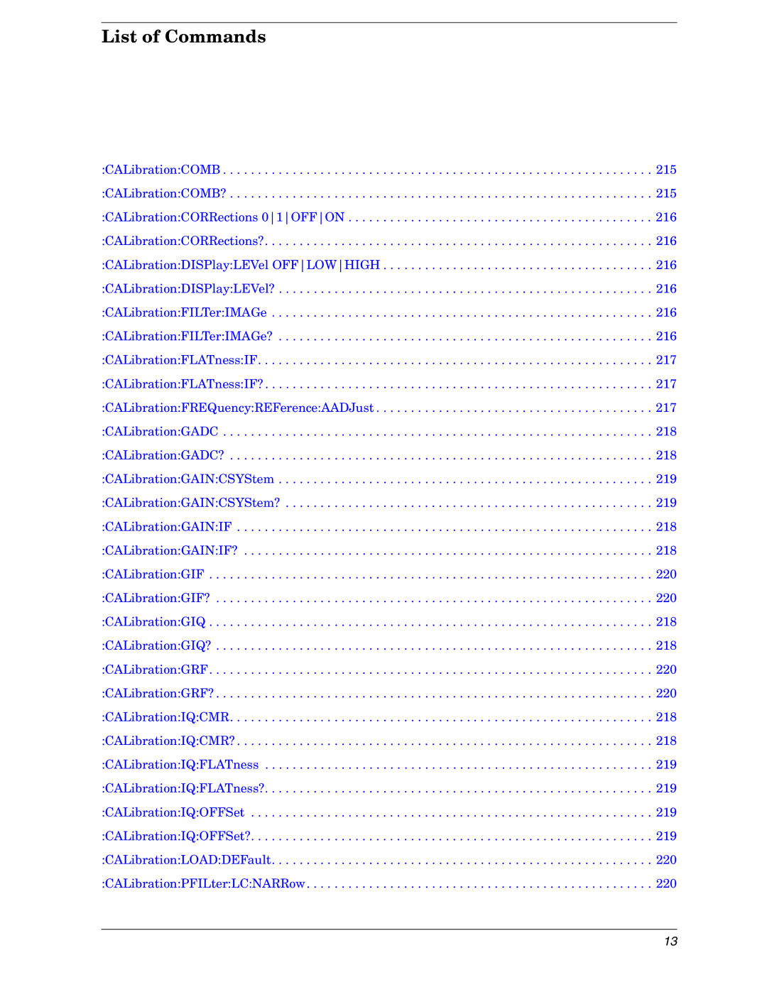 Agilent Technologies E4406A VSA manual List of Commands 