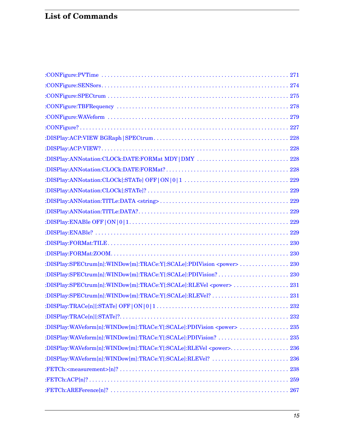 Agilent Technologies E4406A VSA manual List of Commands 