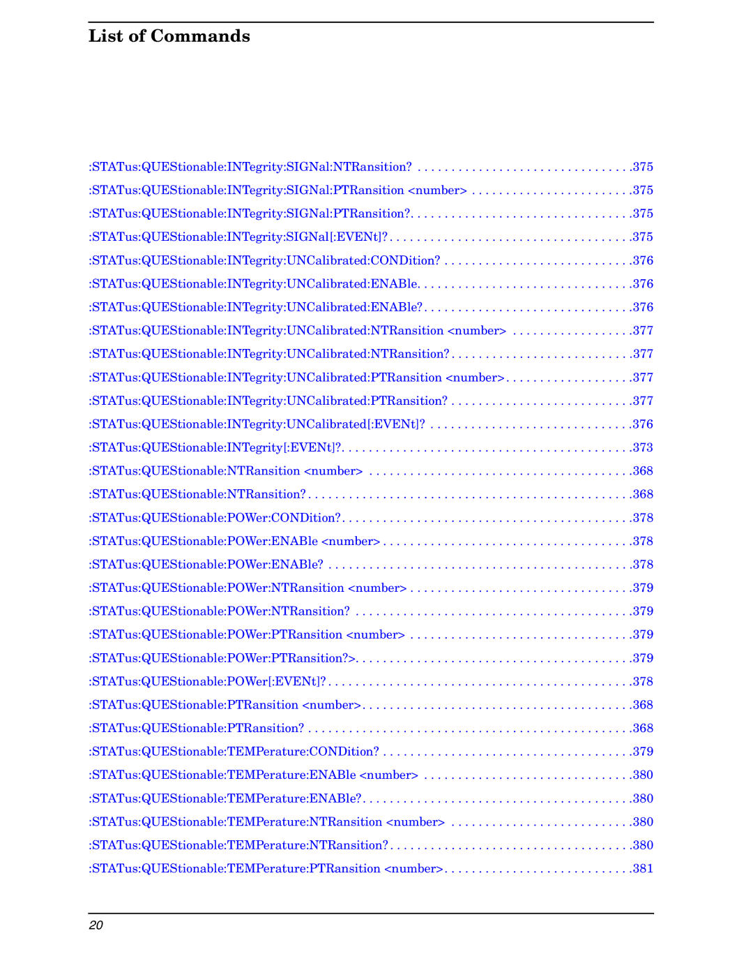 Agilent Technologies E4406A VSA manual List of Commands 