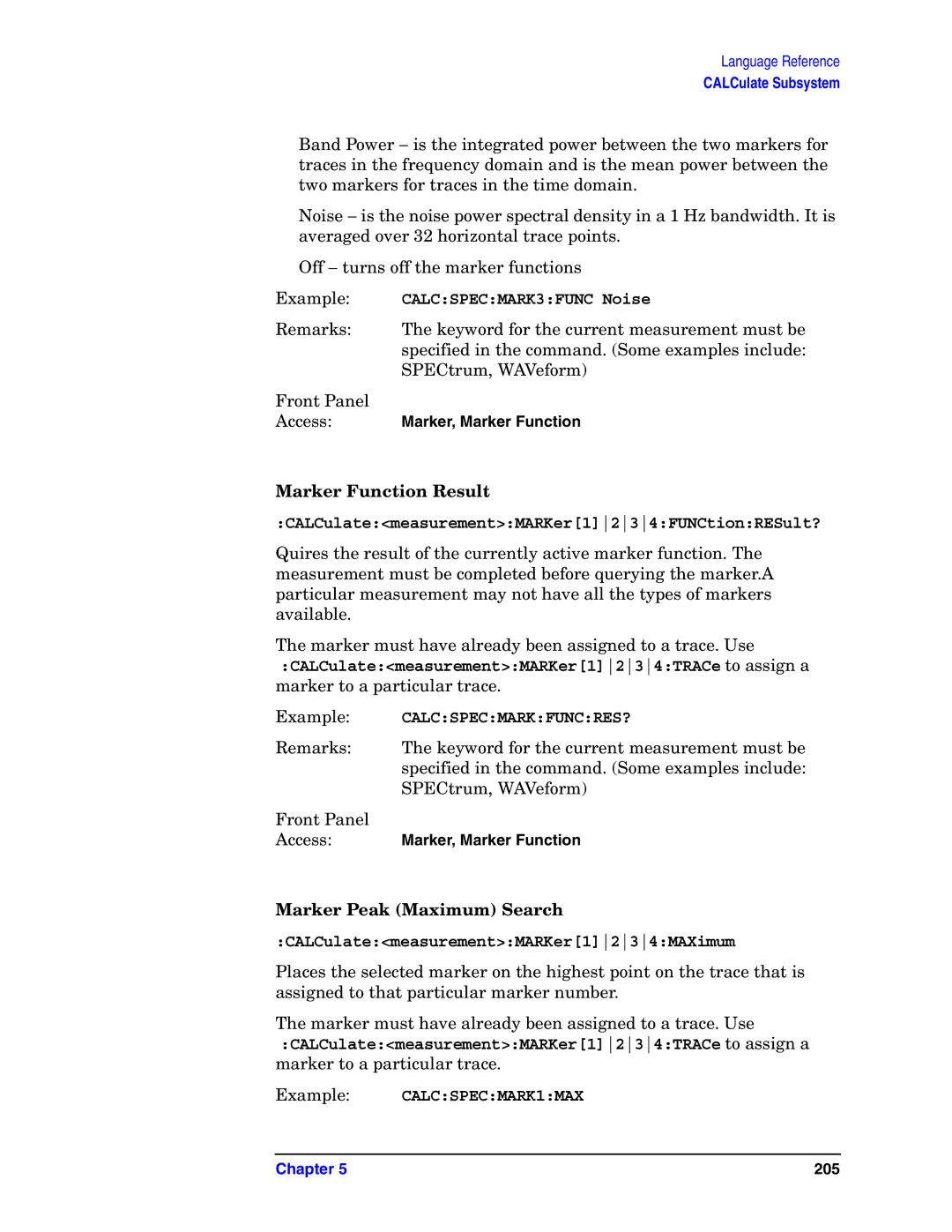 Agilent Technologies E4406A VSA manual Marker Function Result, Marker Peak Maximum Search 