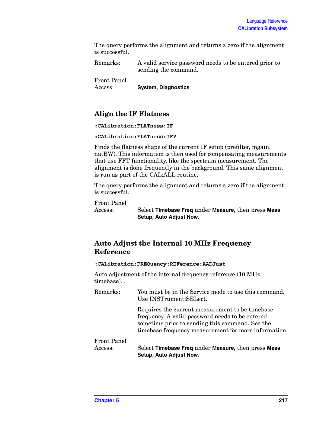 Agilent Technologies E4406A VSA manual Align the if Flatness, Auto Adjust the Internal 10 MHz Frequency Reference 