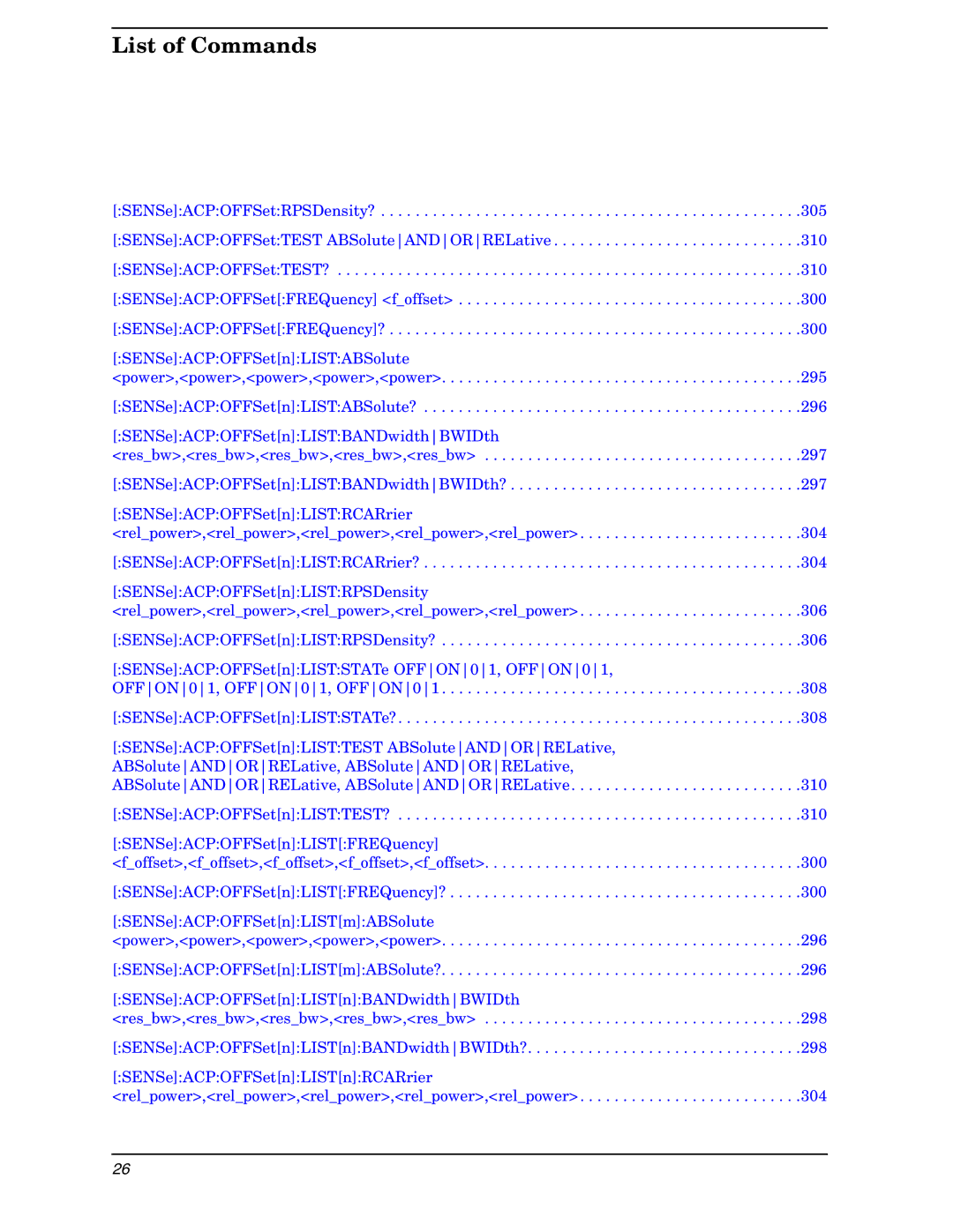 Agilent Technologies E4406A VSA manual List of Commands 