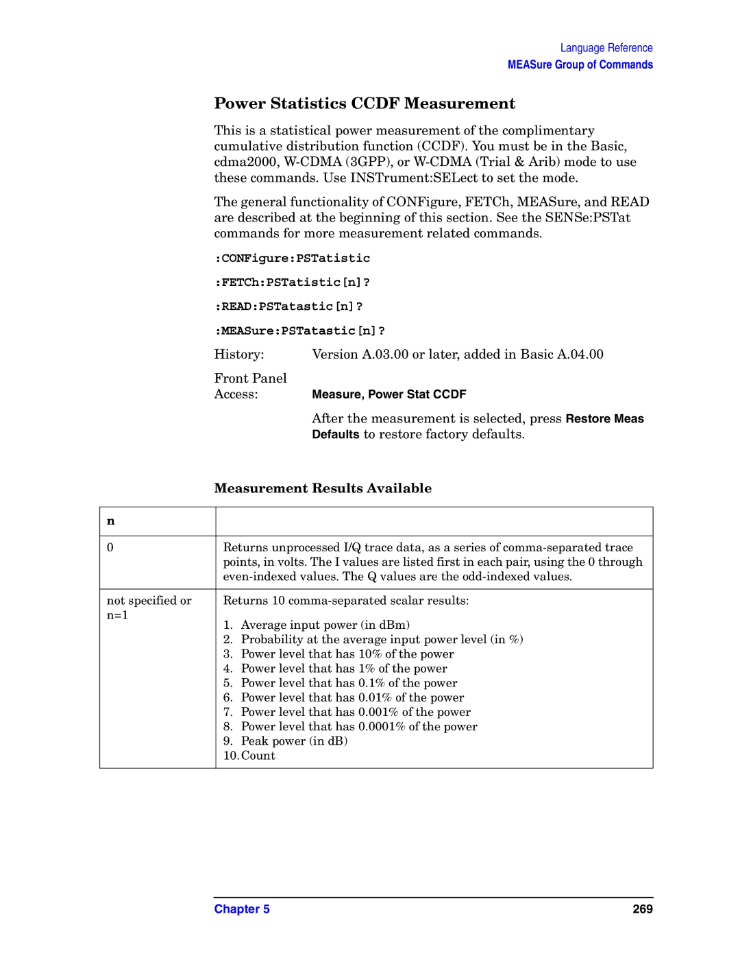 Agilent Technologies E4406A VSA manual Power Statistics Ccdf Measurement 