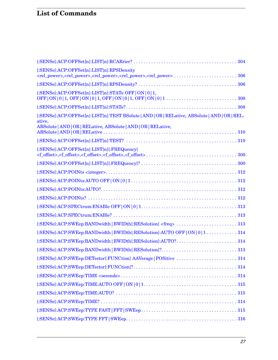 Agilent Technologies E4406A VSA manual List of Commands 