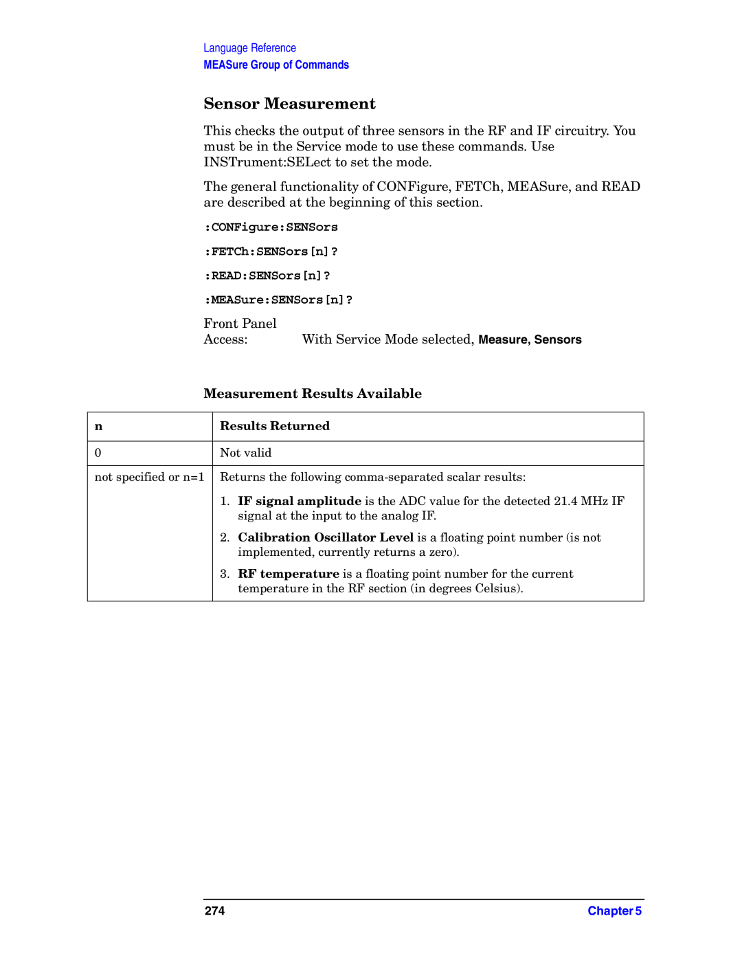 Agilent Technologies E4406A VSA manual Sensor Measurement, Measurement Results Available 