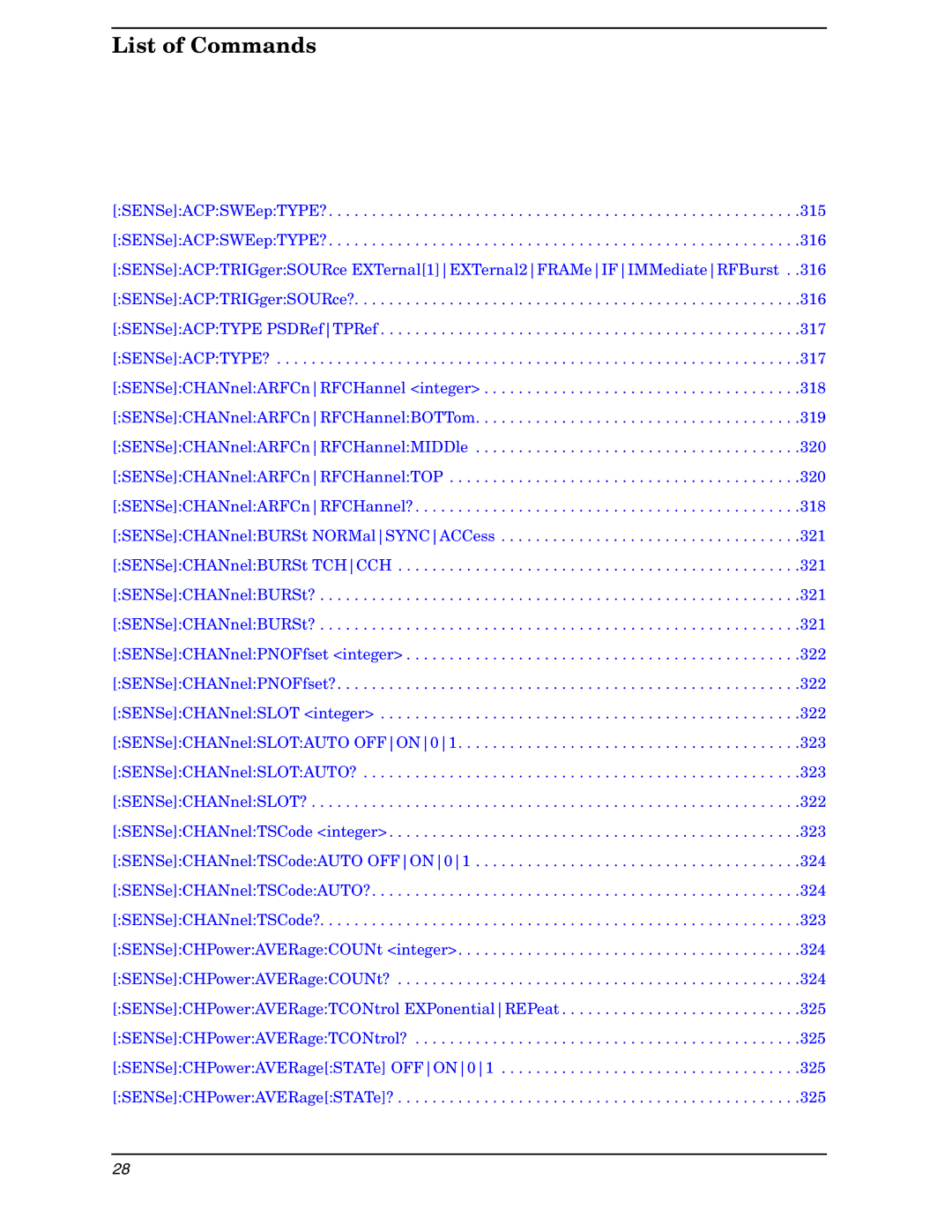 Agilent Technologies E4406A VSA manual List of Commands 