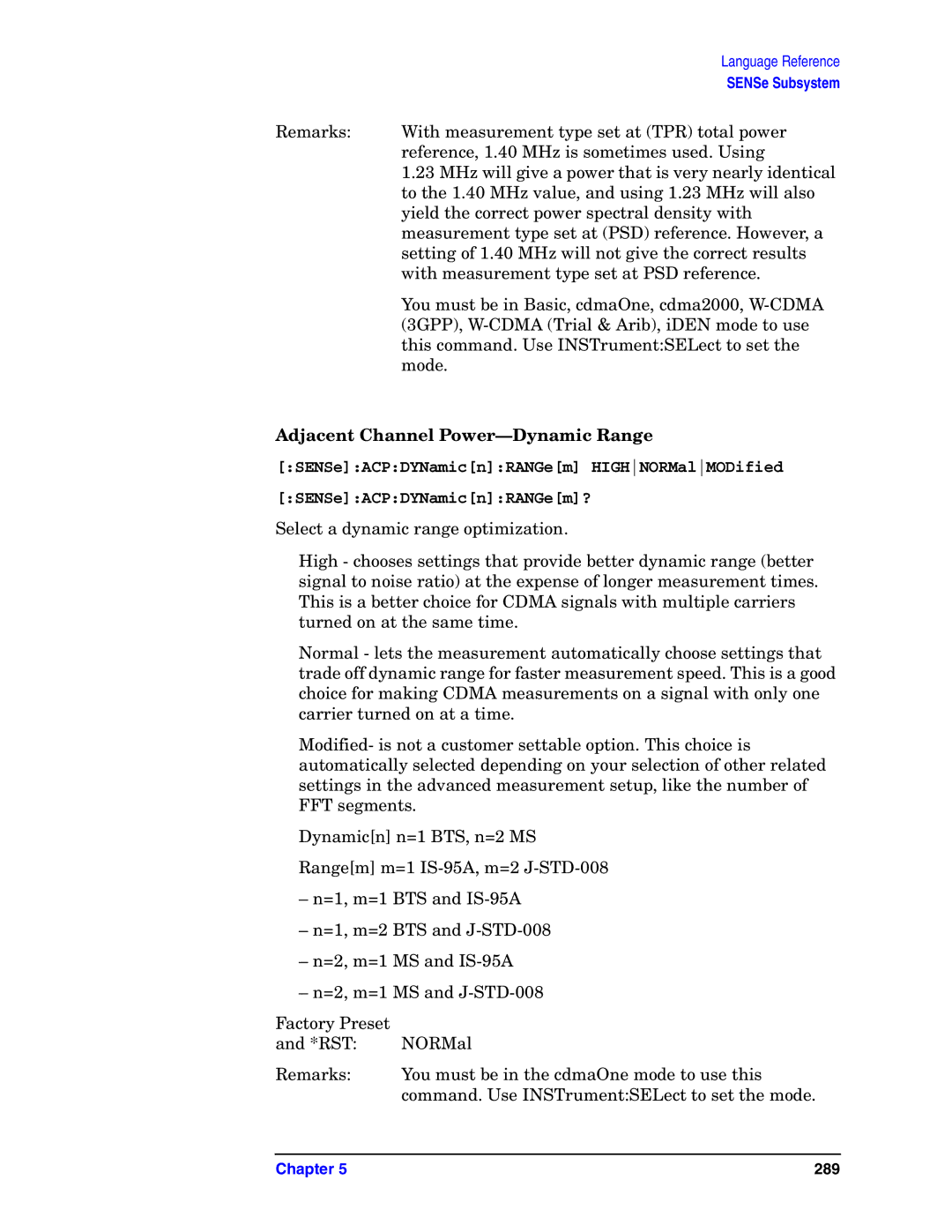 Agilent Technologies E4406A VSA manual Adjacent Channel Power-Dynamic Range 