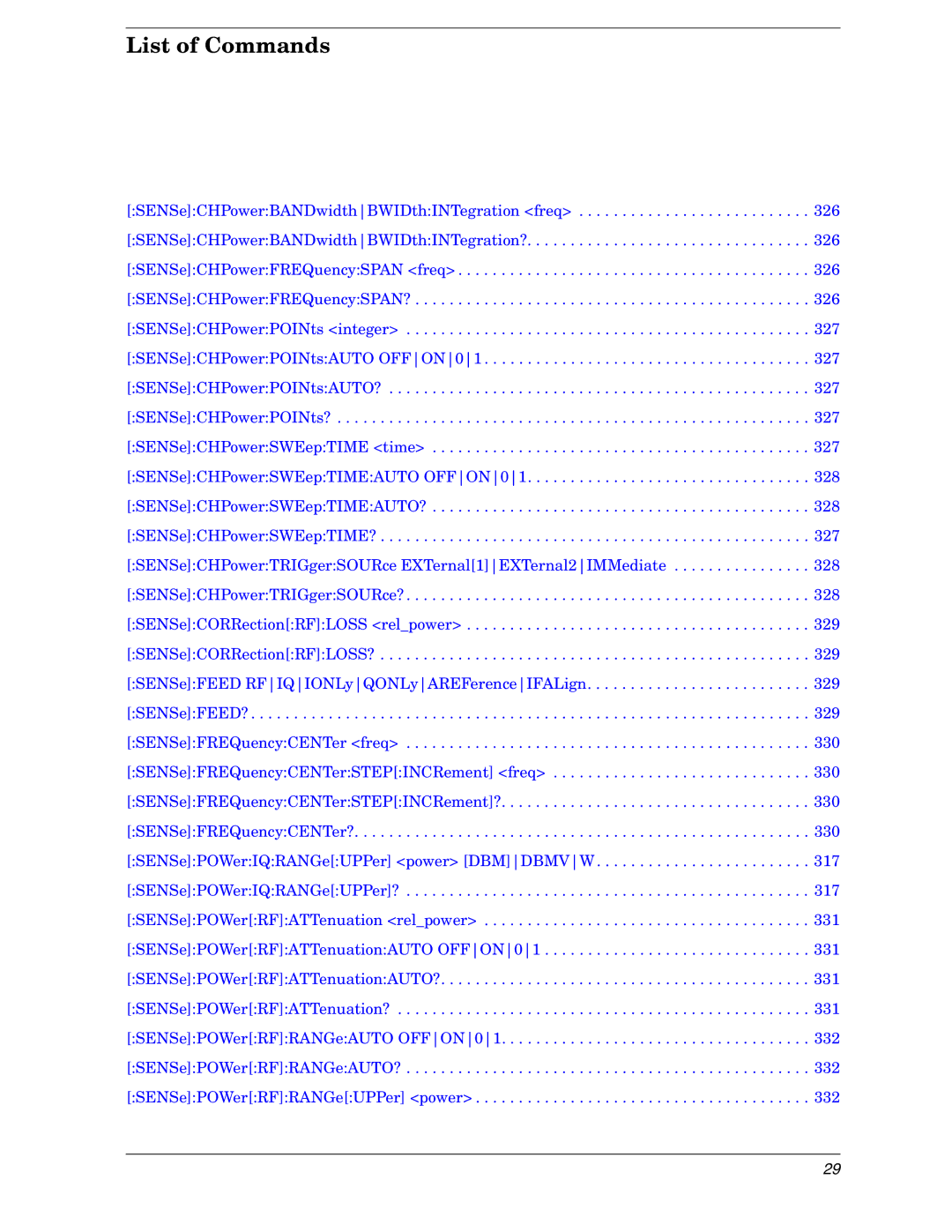 Agilent Technologies E4406A VSA manual List of Commands 