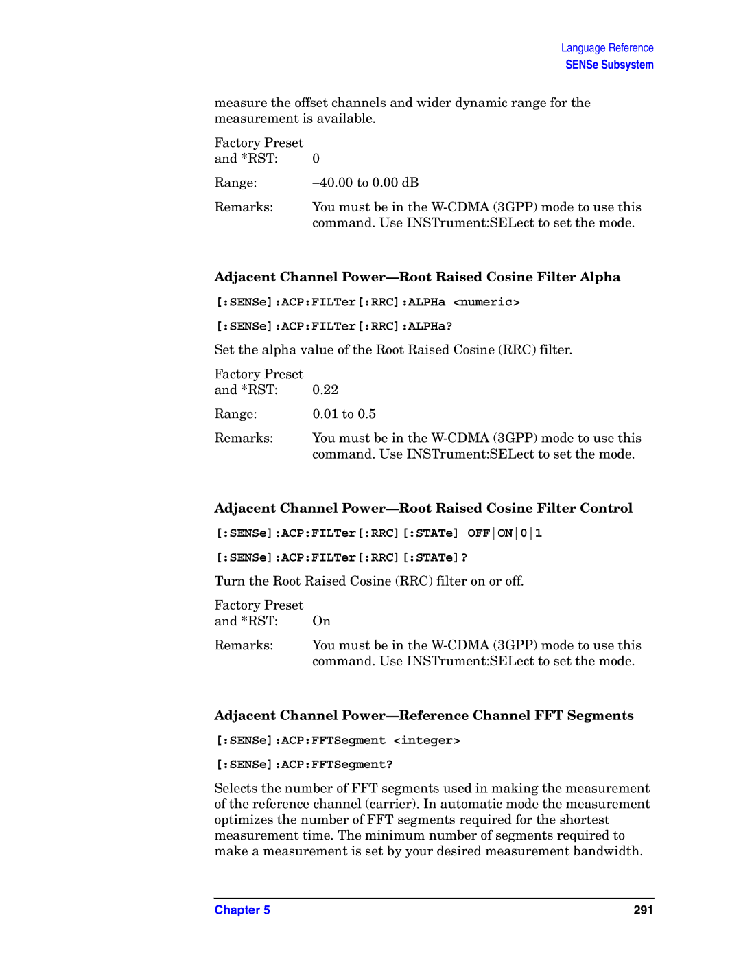 Agilent Technologies E4406A VSA manual Adjacent Channel Power-Root Raised Cosine Filter Alpha 