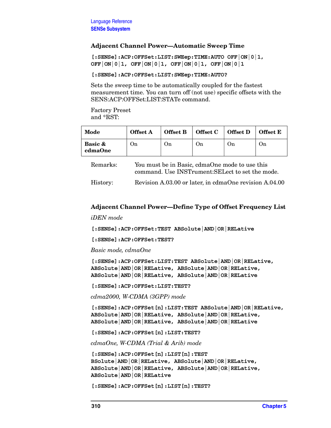 Agilent Technologies E4406A VSA manual Adjacent Channel Power-Automatic Sweep Time, SENSeACPOFFSetLISTSWEepTIMEAUTO? 