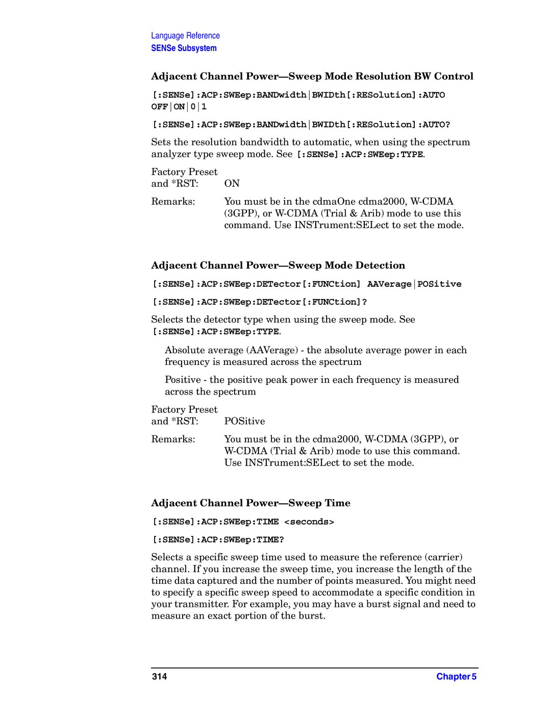 Agilent Technologies E4406A VSA manual Adjacent Channel Power-Sweep Mode Resolution BW Control 