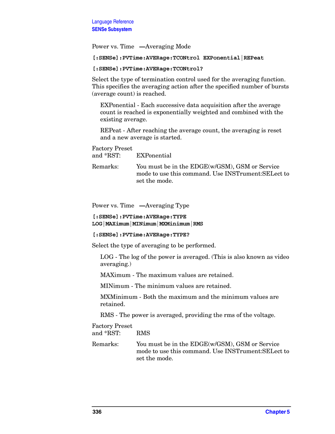 Agilent Technologies E4406A VSA manual Power vs. Time-Averaging Mode, Power vs. Time-Averaging Type 