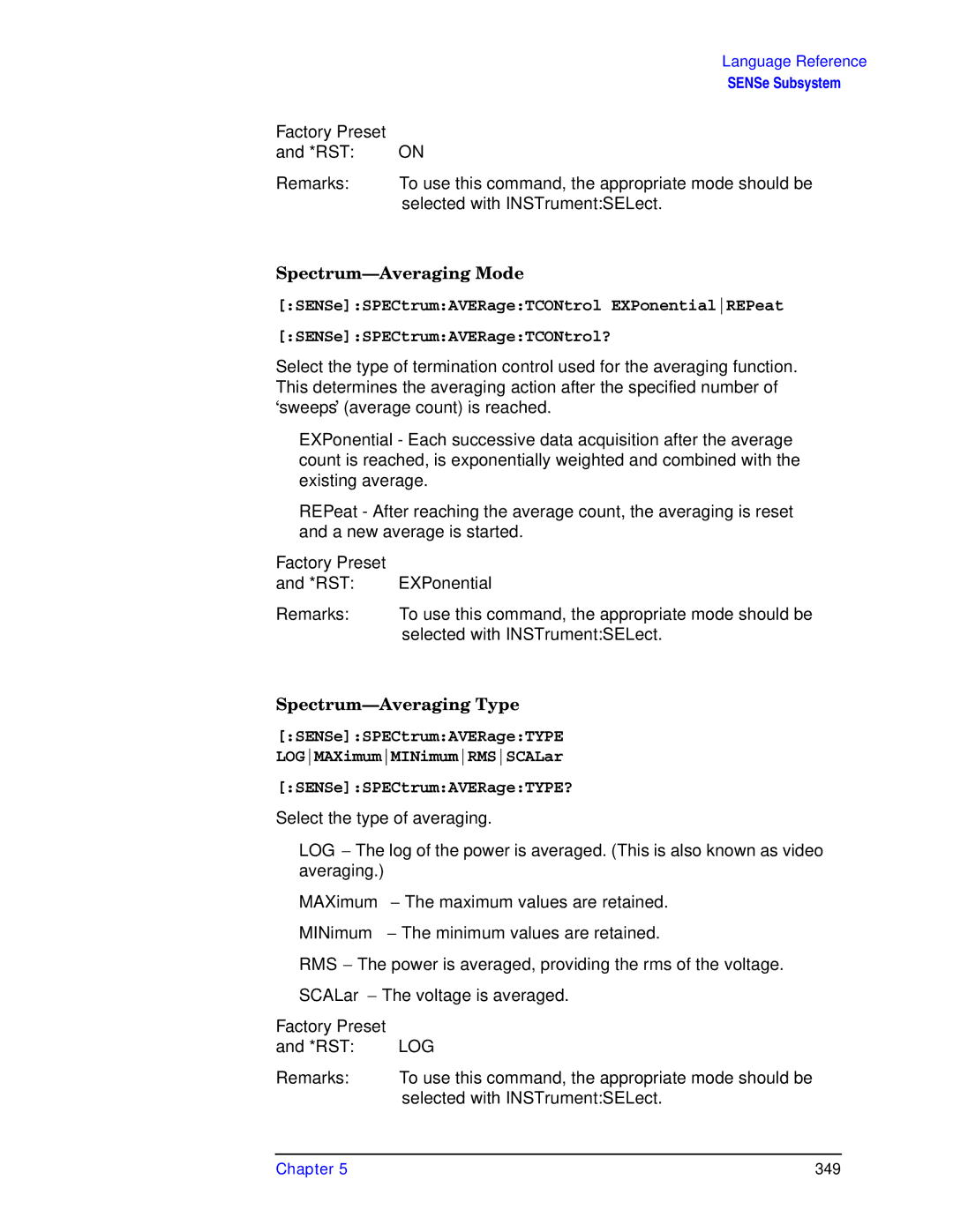 Agilent Technologies E4406A VSA manual Spectrum-Averaging Mode, Spectrum-Averaging Type, Log 