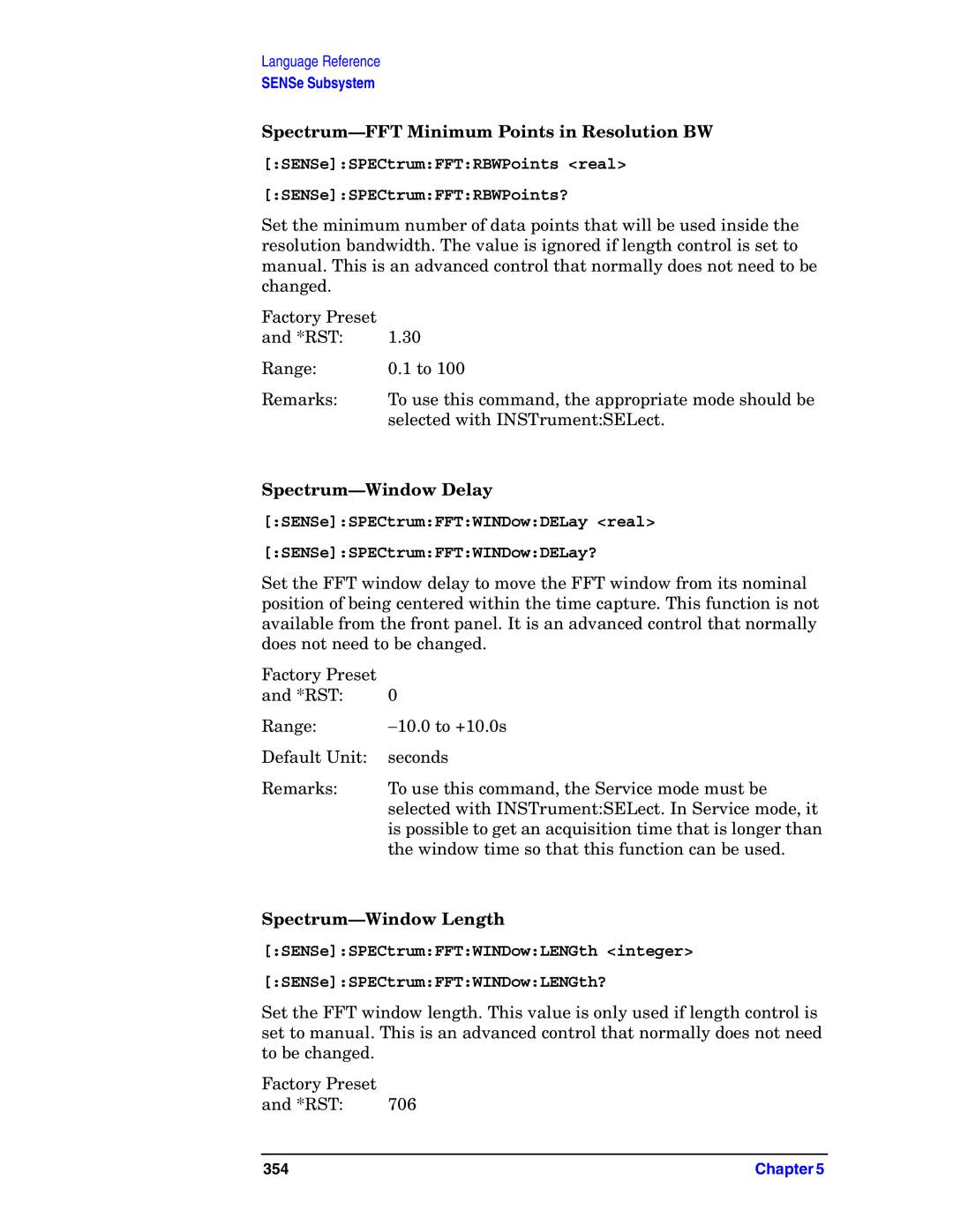 Agilent Technologies E4406A VSA manual Spectrum-FFT Minimum Points in Resolution BW, Spectrum-Window Delay 