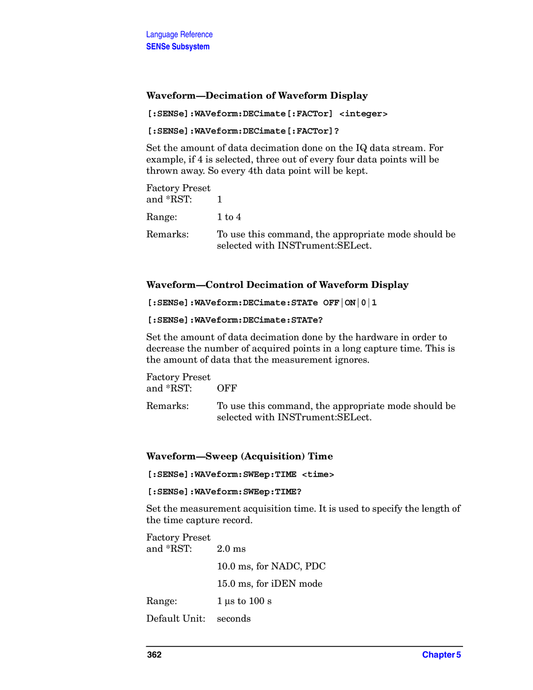 Agilent Technologies E4406A VSA Waveform-Decimation of Waveform Display, Waveform-Control Decimation of Waveform Display 