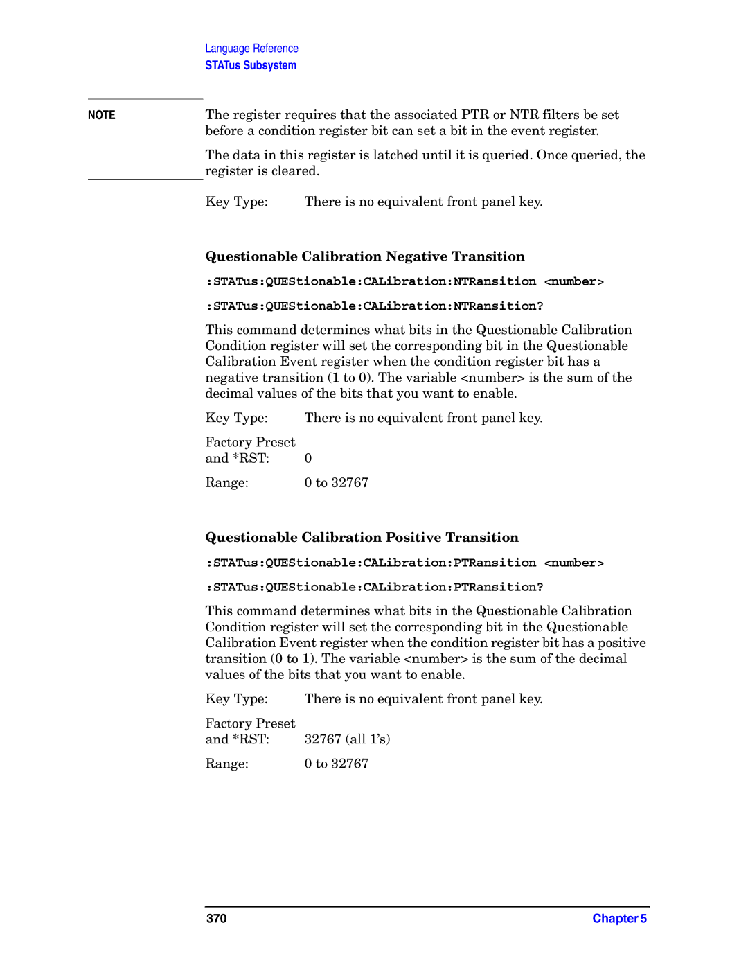 Agilent Technologies E4406A VSA Questionable Calibration Negative Transition, Questionable Calibration Positive Transition 