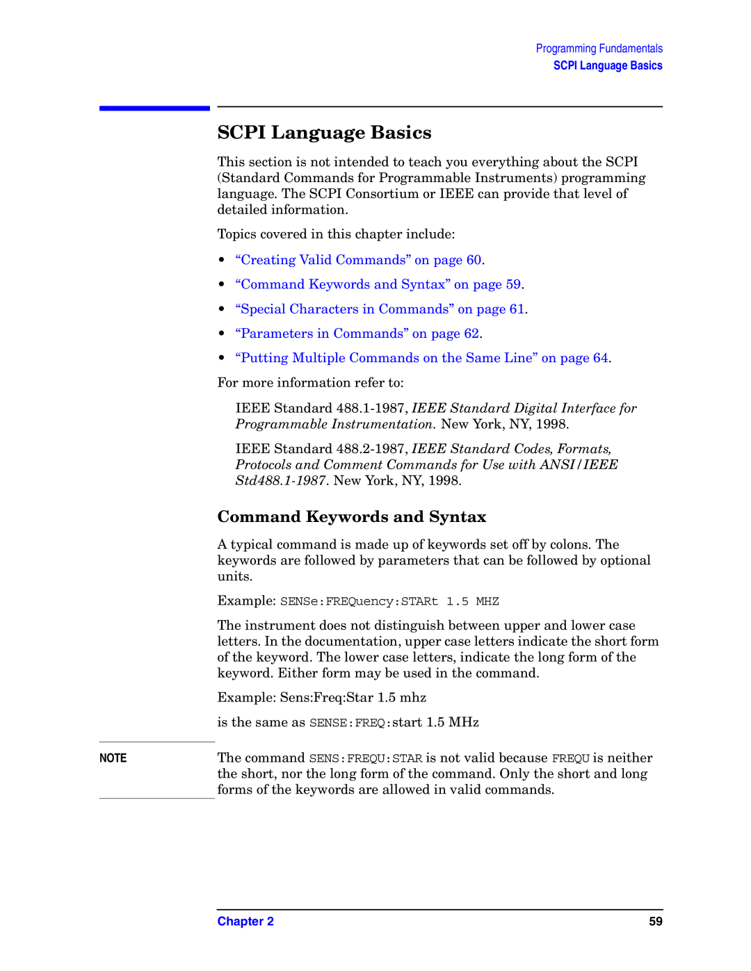 Agilent Technologies E4406A VSA manual Scpi Language Basics, Command Keywords and Syntax 