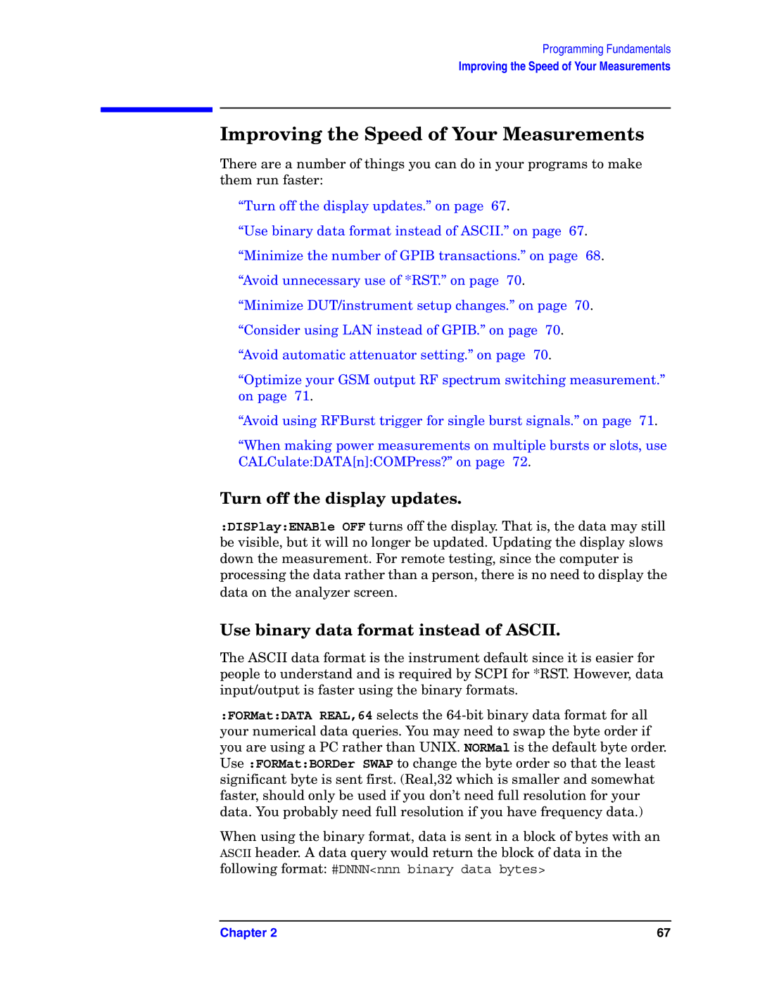 Agilent Technologies E4406A VSA manual Improving the Speed of Your Measurements, Turn off the display updates 