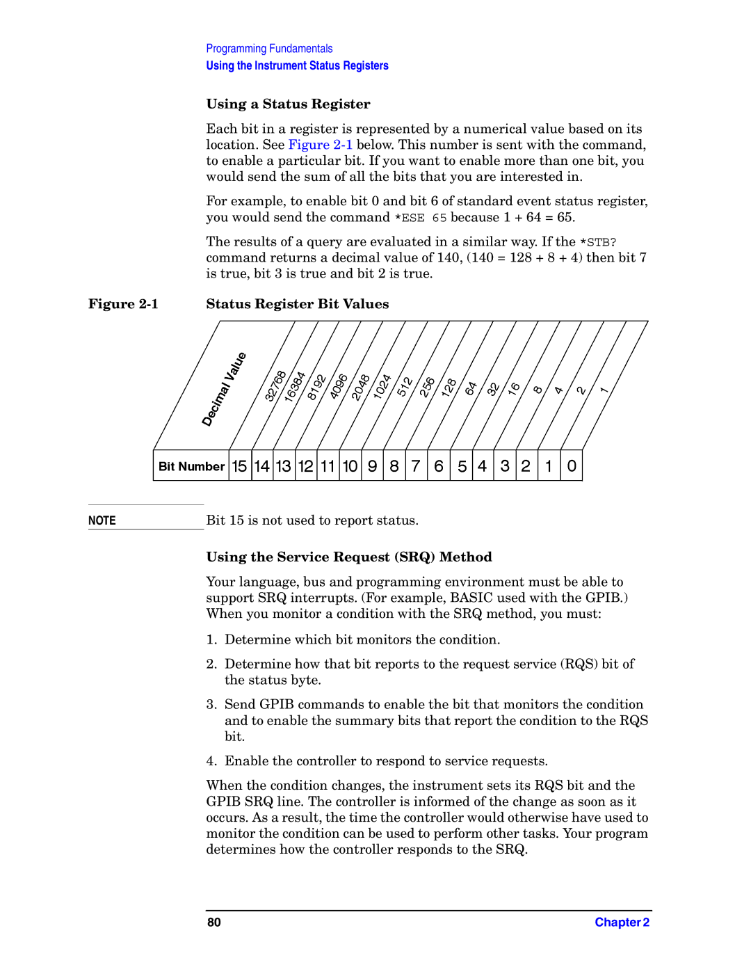 Agilent Technologies E4406A VSA manual Using a Status Register 