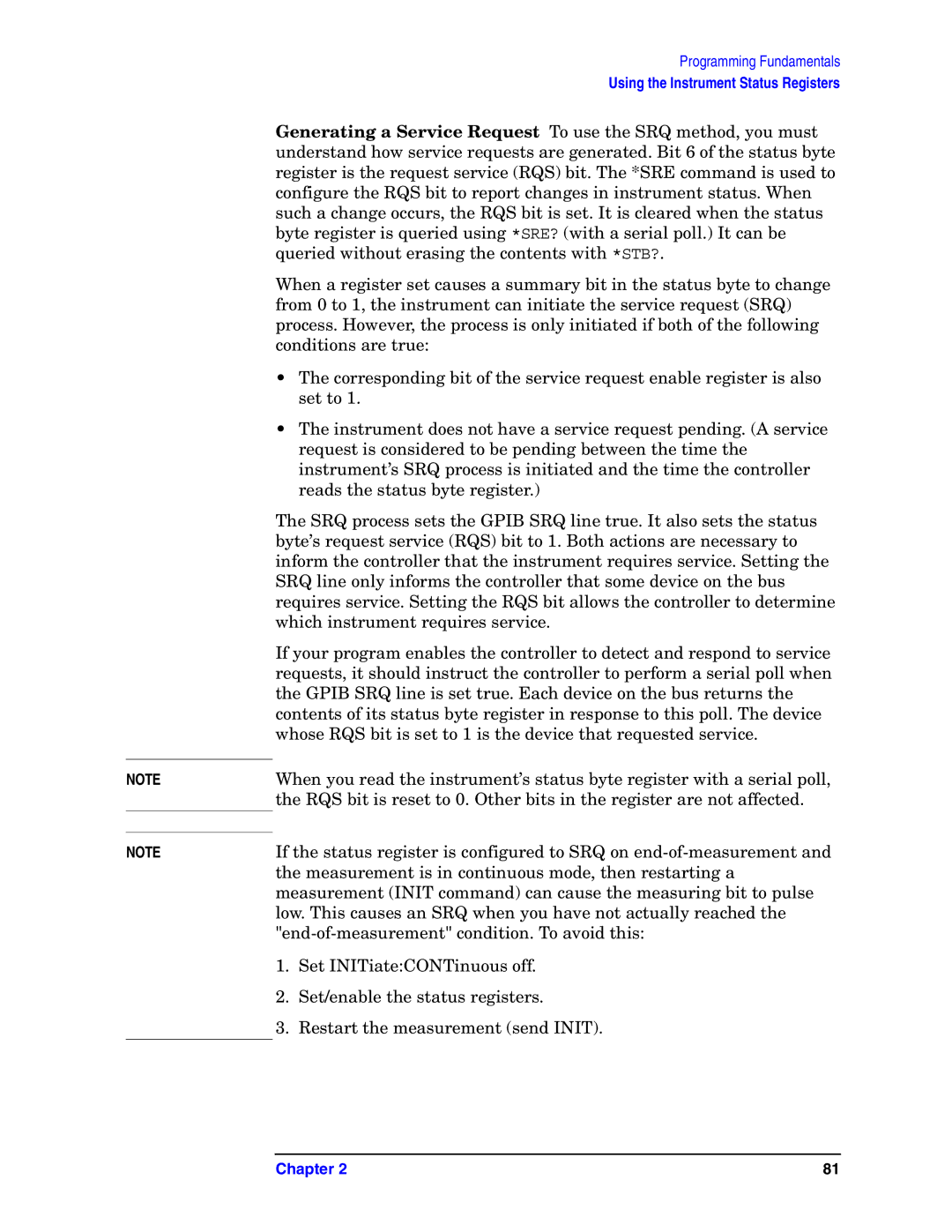 Agilent Technologies E4406A VSA manual Using the Instrument Status Registers 