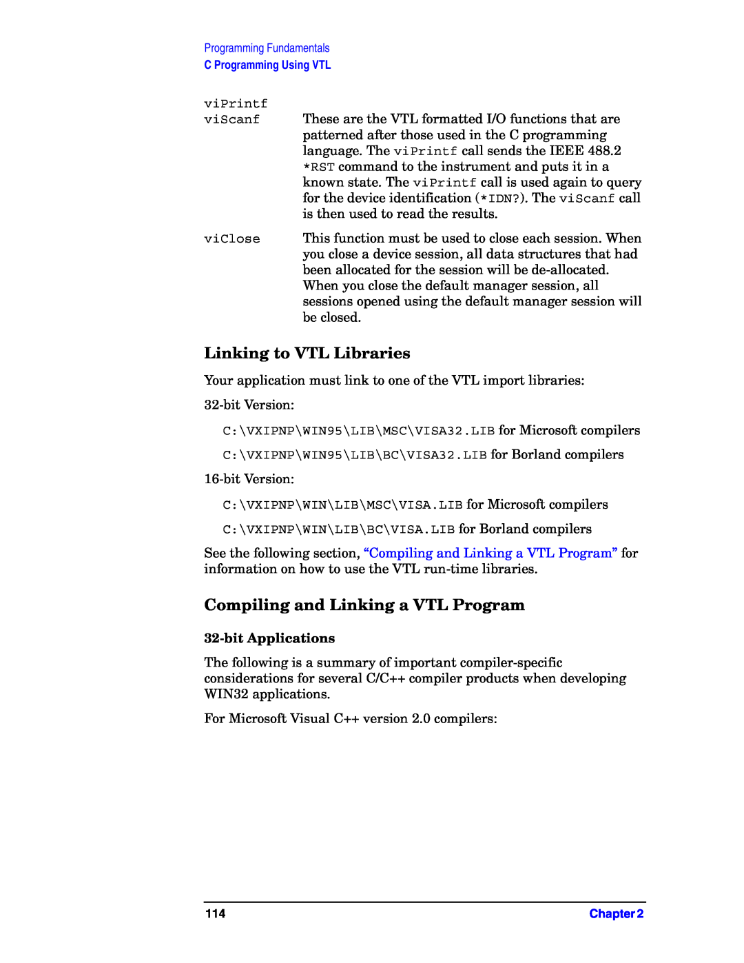 Agilent Technologies E4406A VSA manual Linking to VTL Libraries, Compiling and Linking a VTL Program, bitApplications 