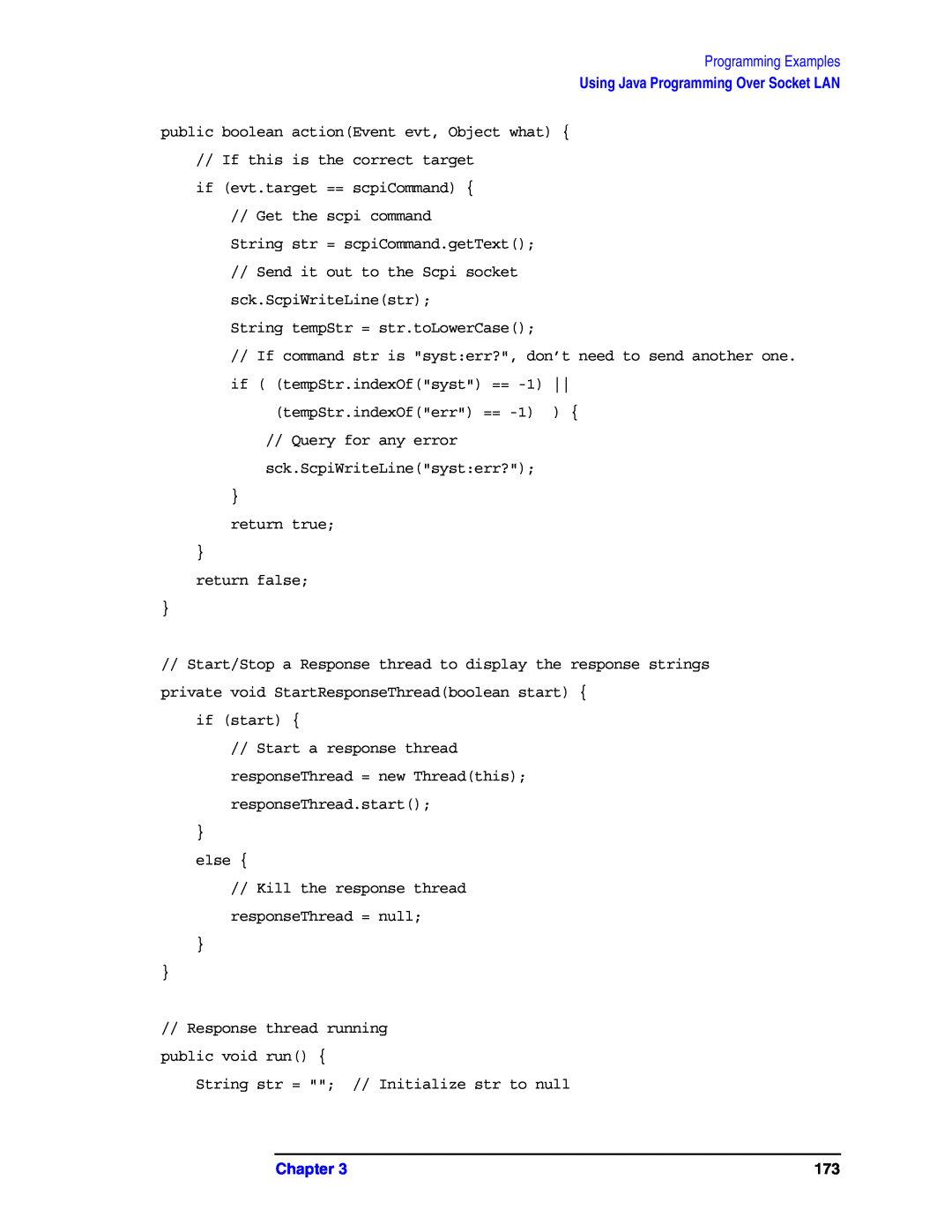 Agilent Technologies E4406A VSA manual Programming Examples, Using Java Programming Over Socket LAN, Chapter 