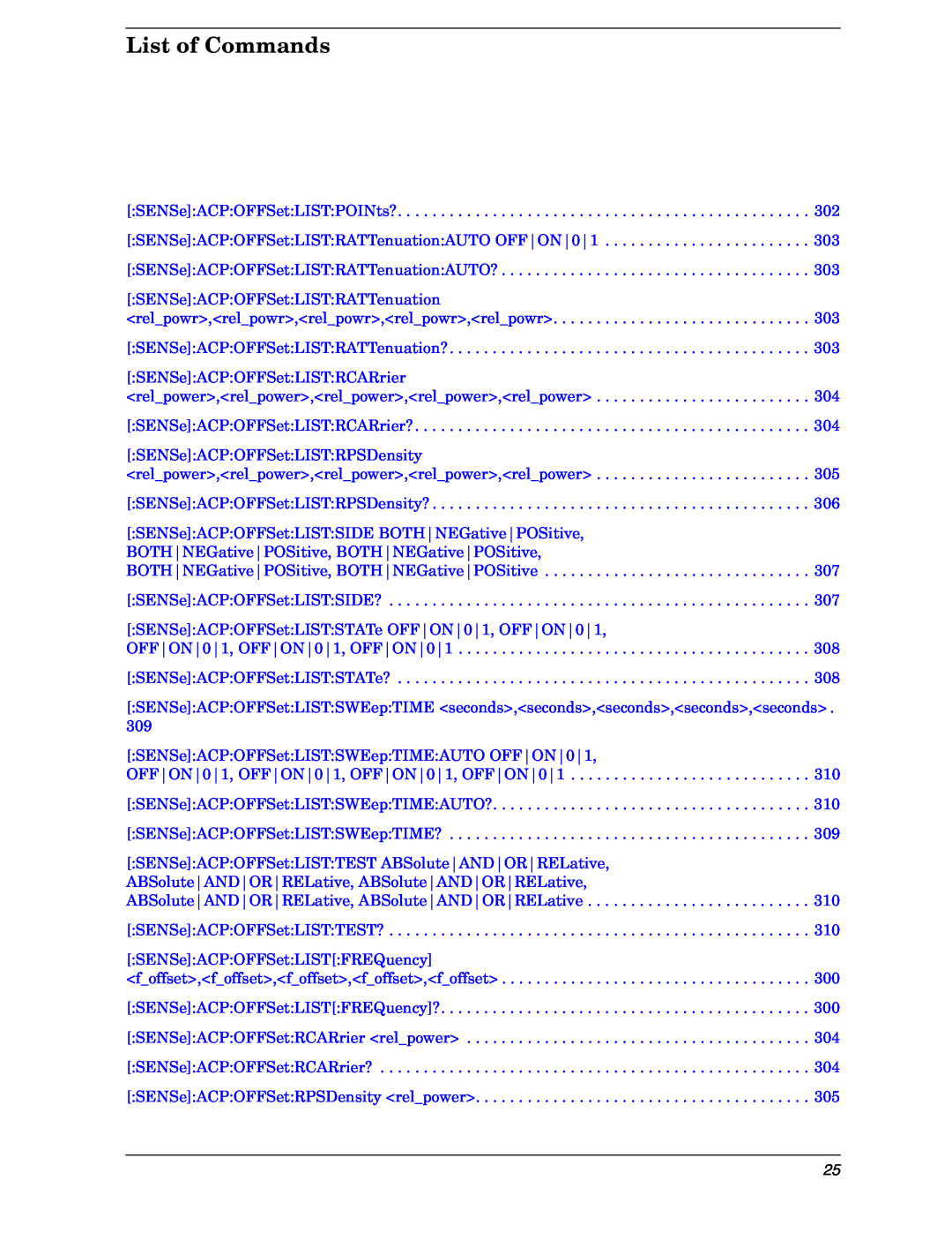 Agilent Technologies E4406A VSA manual List of Commands, SENSe:ACP:OFFSet:LIST:RATTenuation 