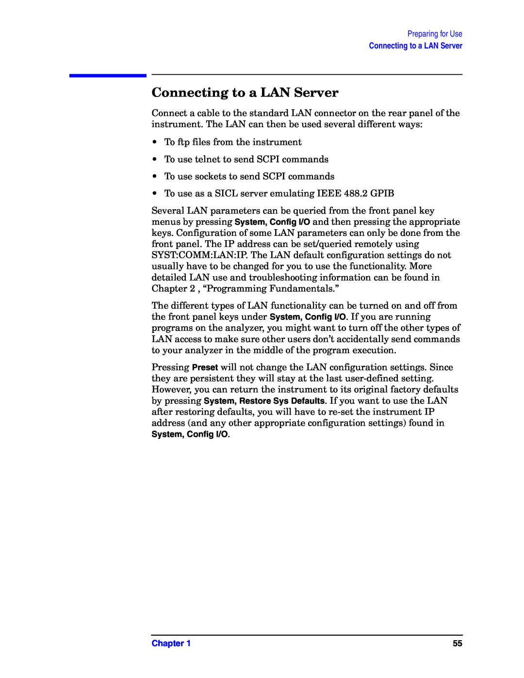 Agilent Technologies E4406A VSA manual Connecting to a LAN Server 