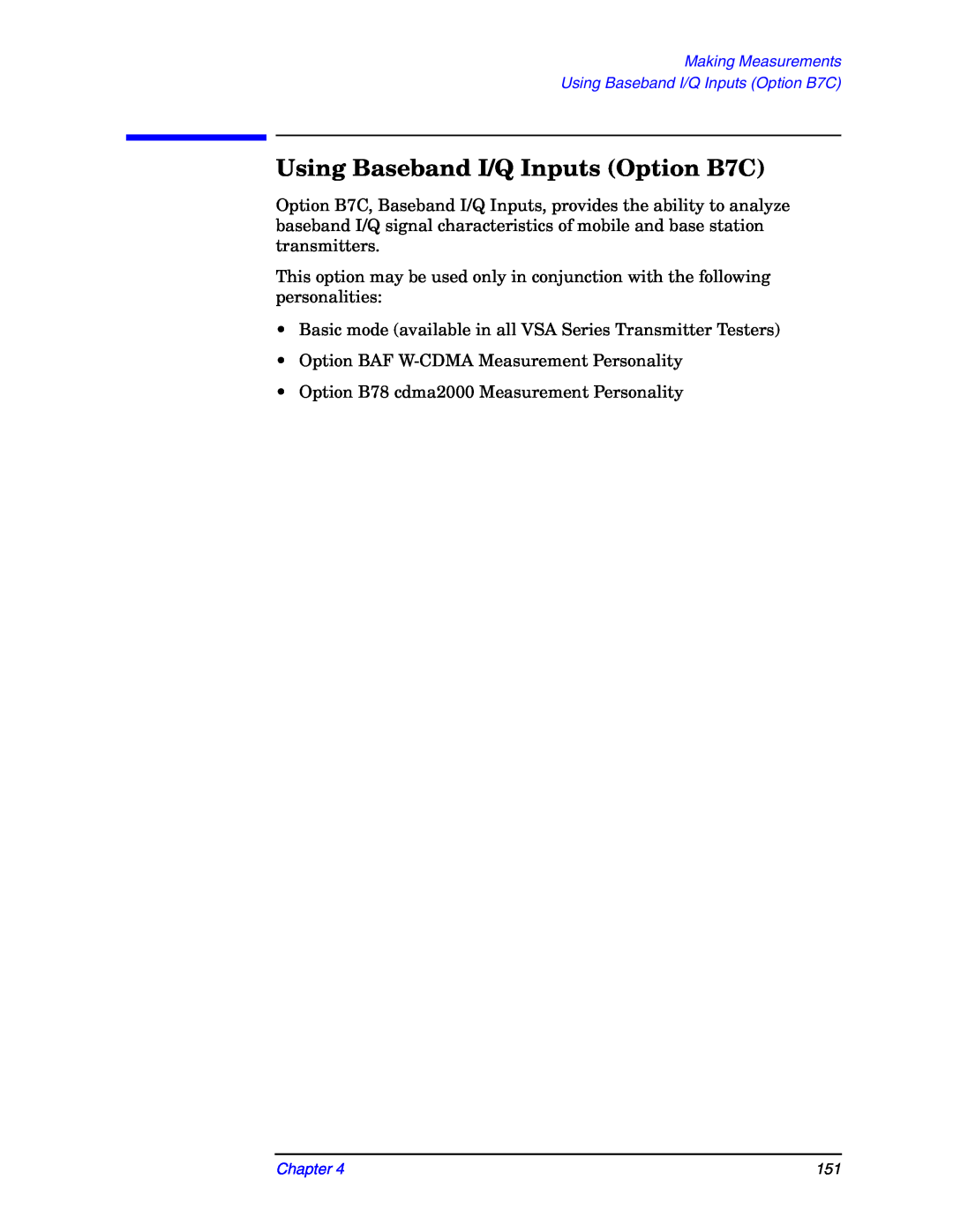 Agilent Technologies E4406A manual Using Baseband I/Q Inputs Option B7C 