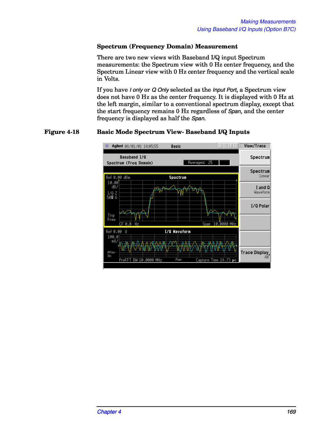 Agilent Technologies E4406A manual Spectrum Frequency Domain Measurement, Making Measurements, Chapter 