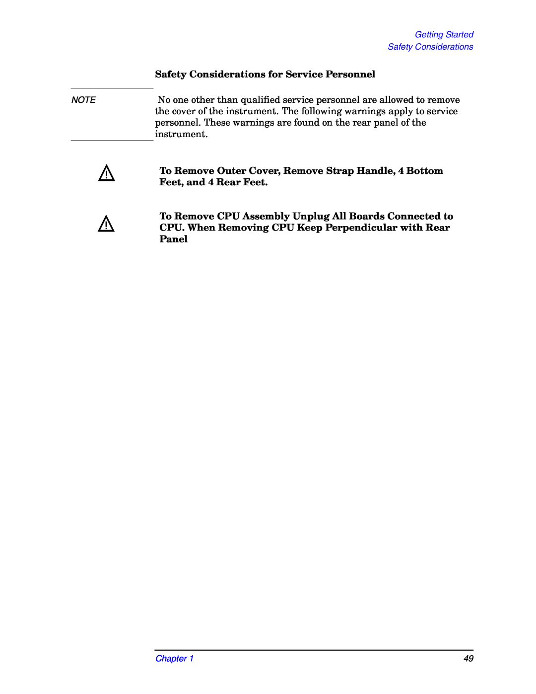 Agilent Technologies E4406A manual Safety Considerations for Service Personnel 