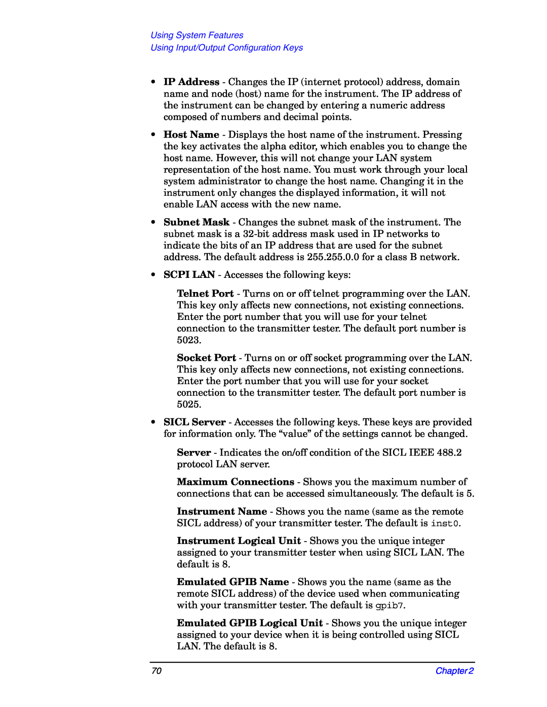 Agilent Technologies E4406A manual •SCPI LAN - Accesses the following keys 