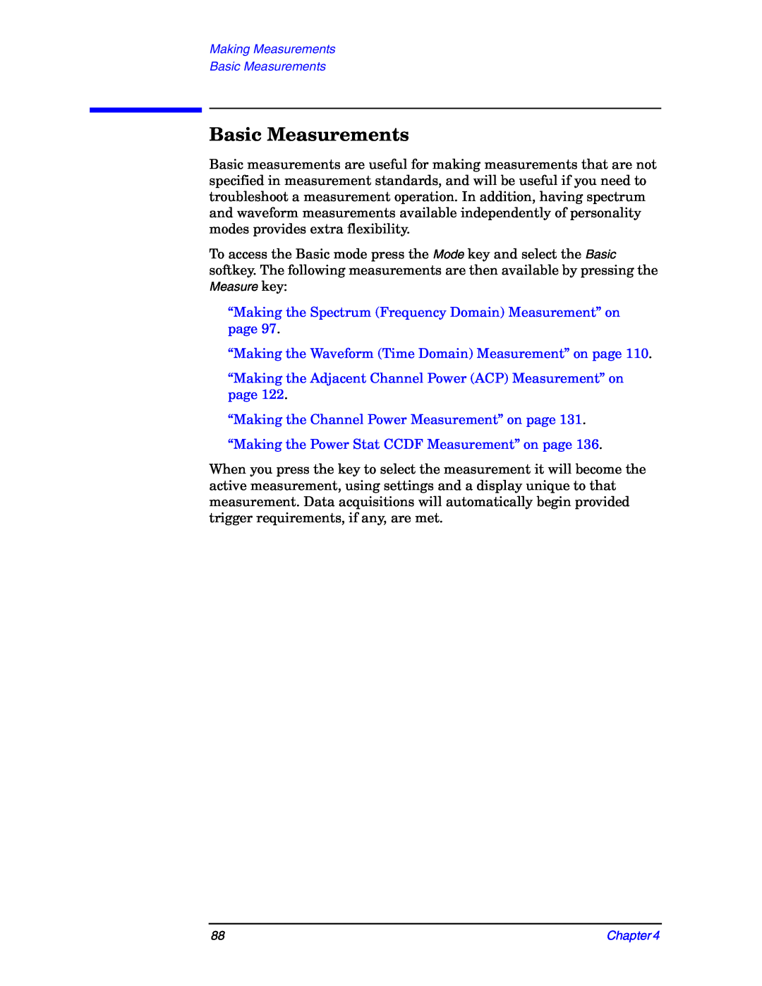 Agilent Technologies E4406A manual Basic Measurements 