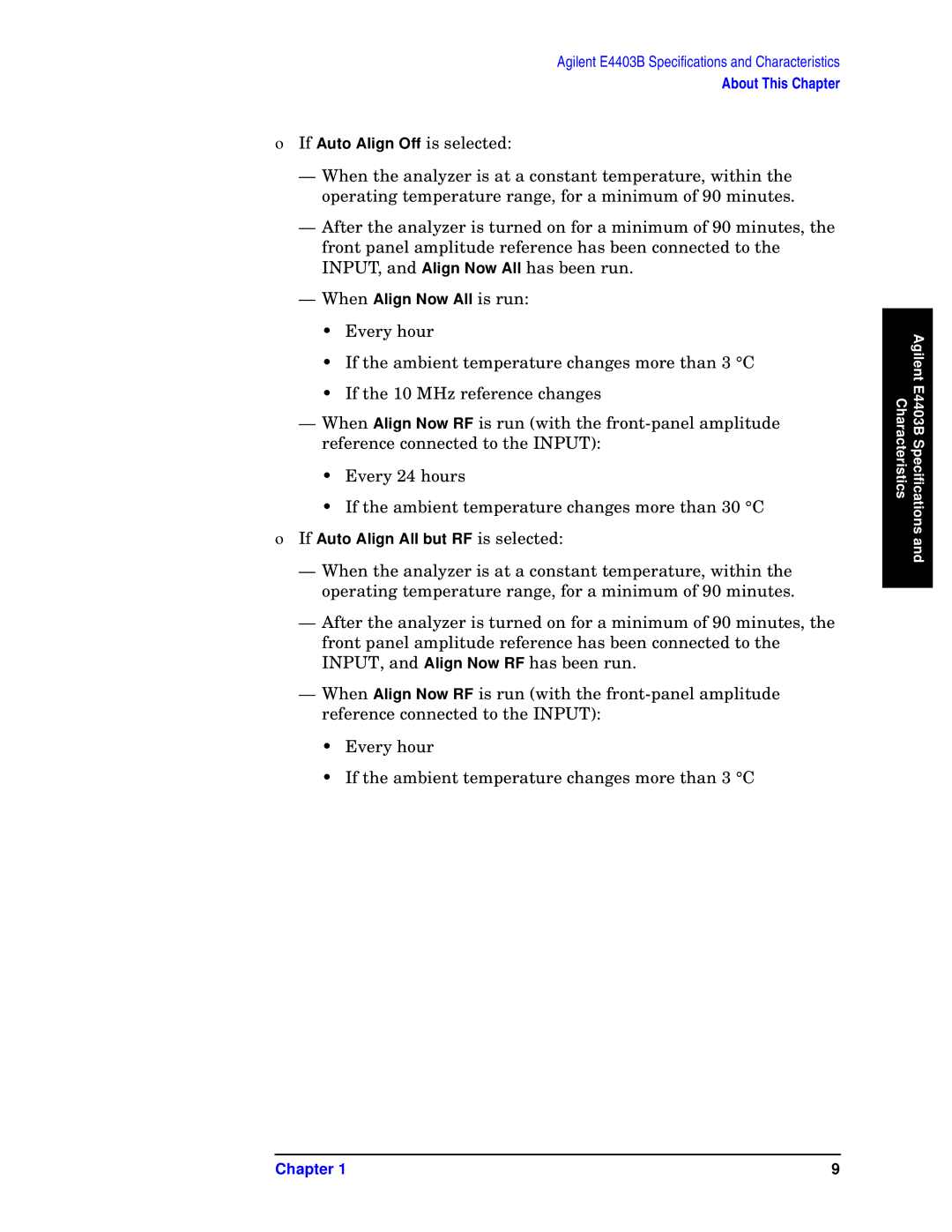 Agilent Technologies E4411B, E4408B, E4403B specifications Chapter 