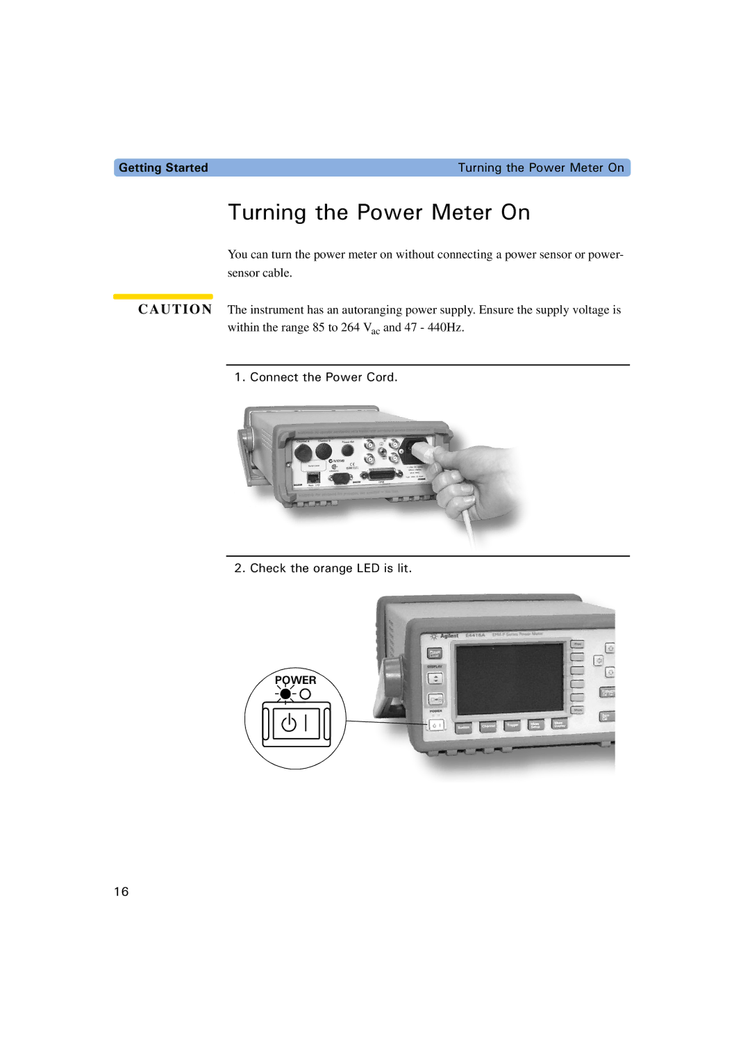 Agilent Technologies E4416A, E4417A manual 6WTPKPIVJG2QYGT/GVGT1P 