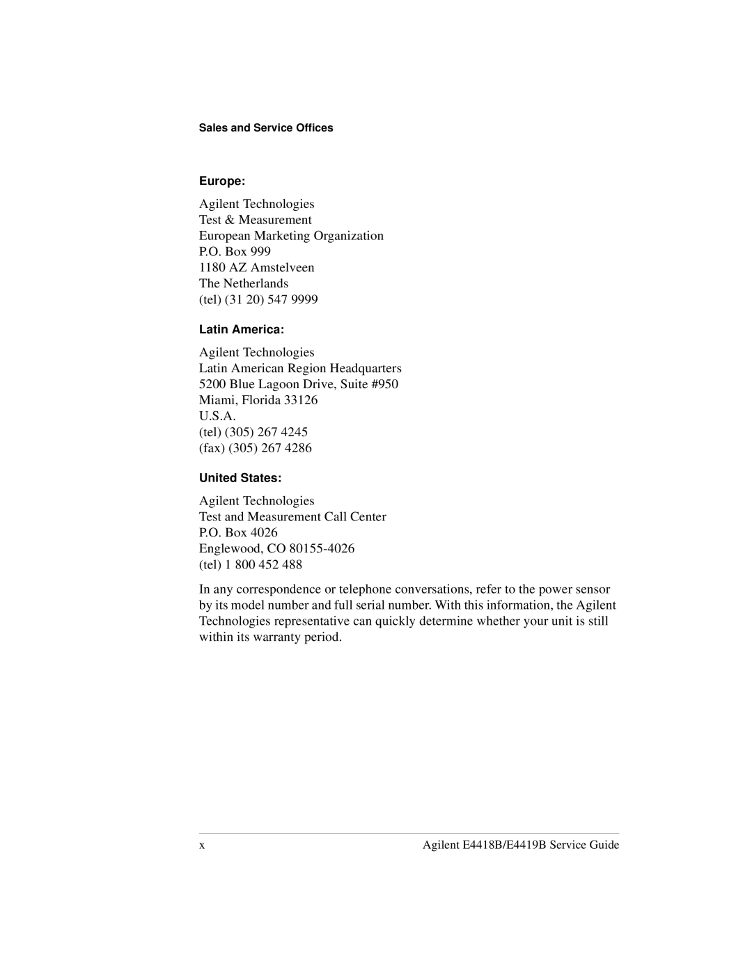 Agilent Technologies e4418b, e4419b manual Europe, Latin America, United States 