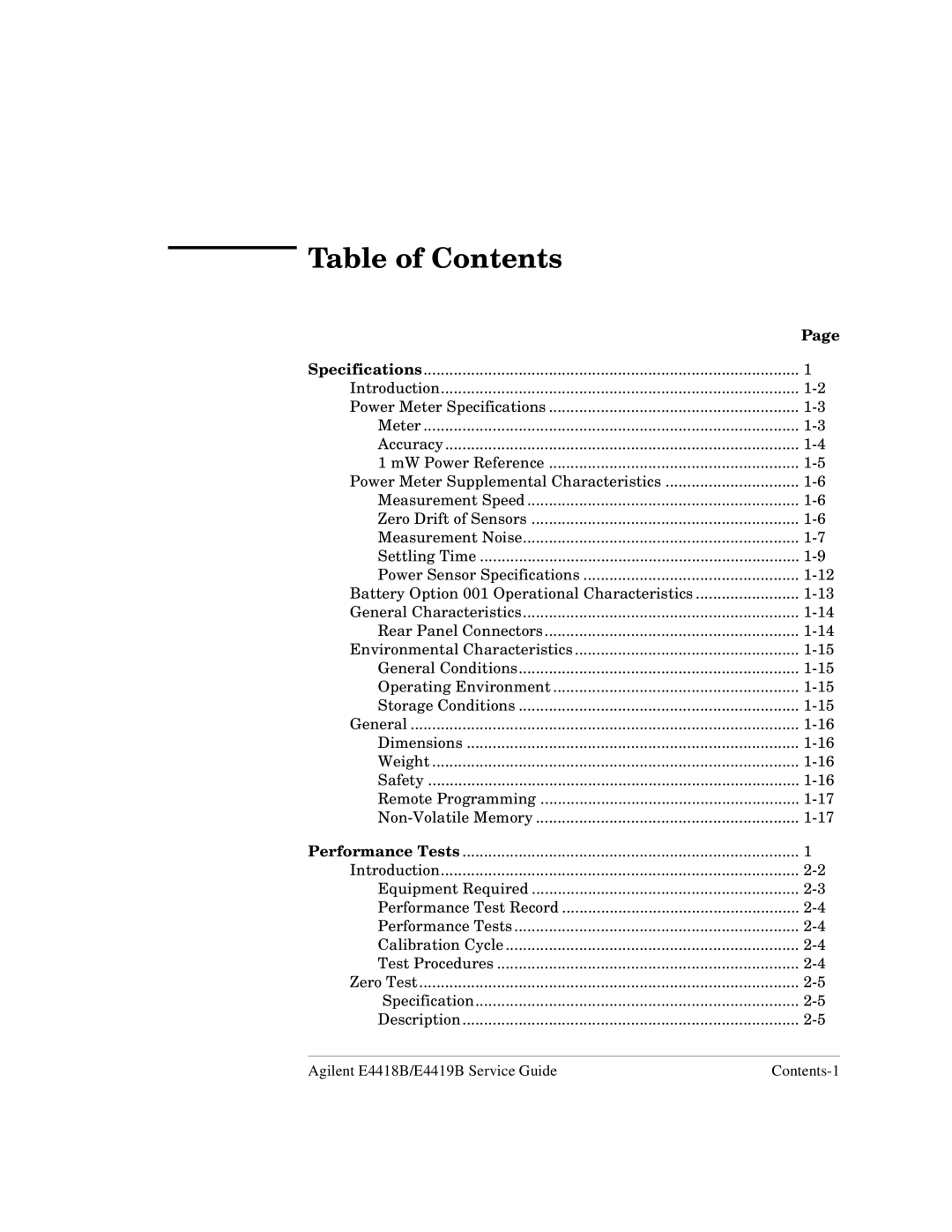 Agilent Technologies e4419b, e4418b manual Table of Contents 