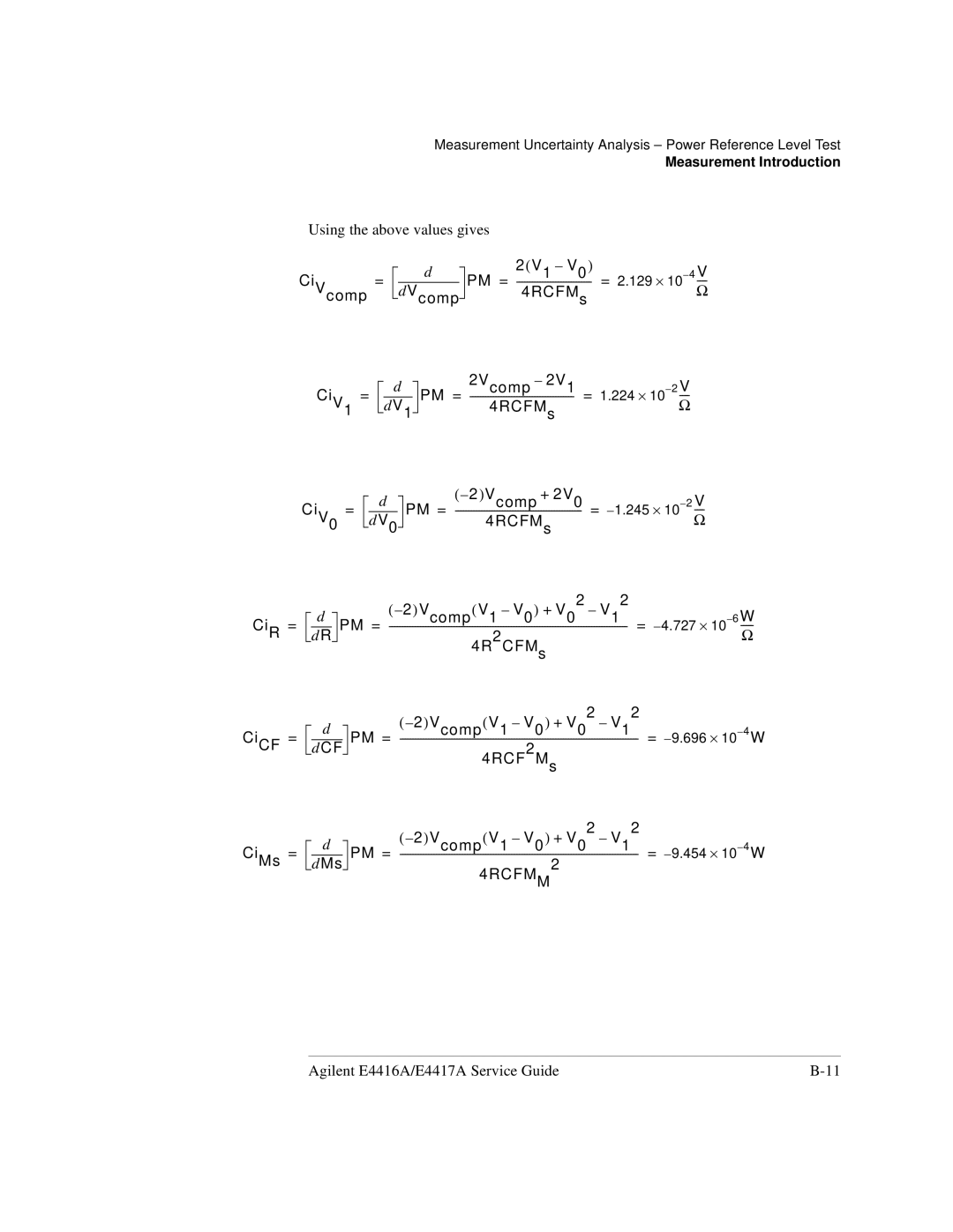 Agilent Technologies e4419b, e4418b manual V Vcomp 