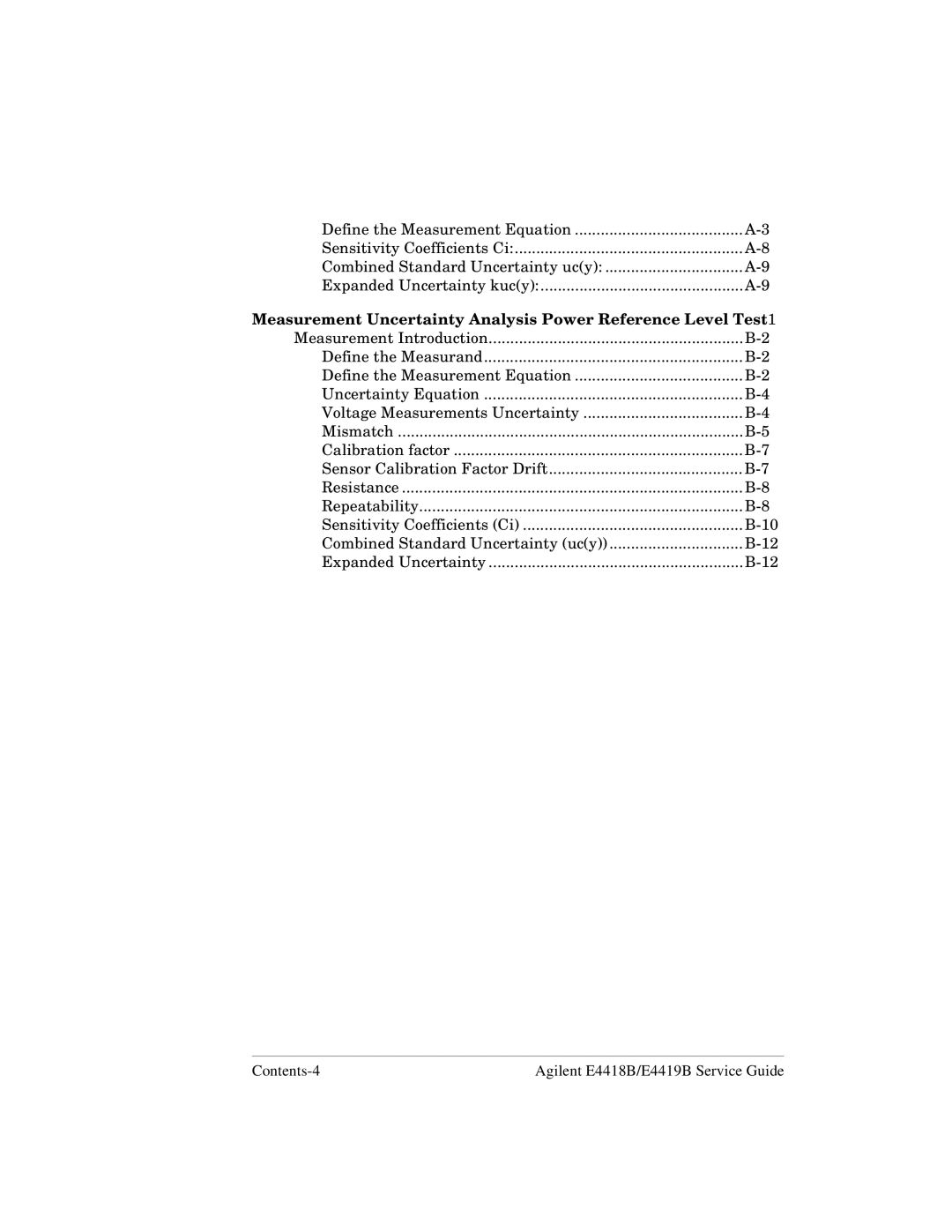 Agilent Technologies e4418b, e4419b manual Measurement Uncertainty Analysis Power Reference Level Test1 