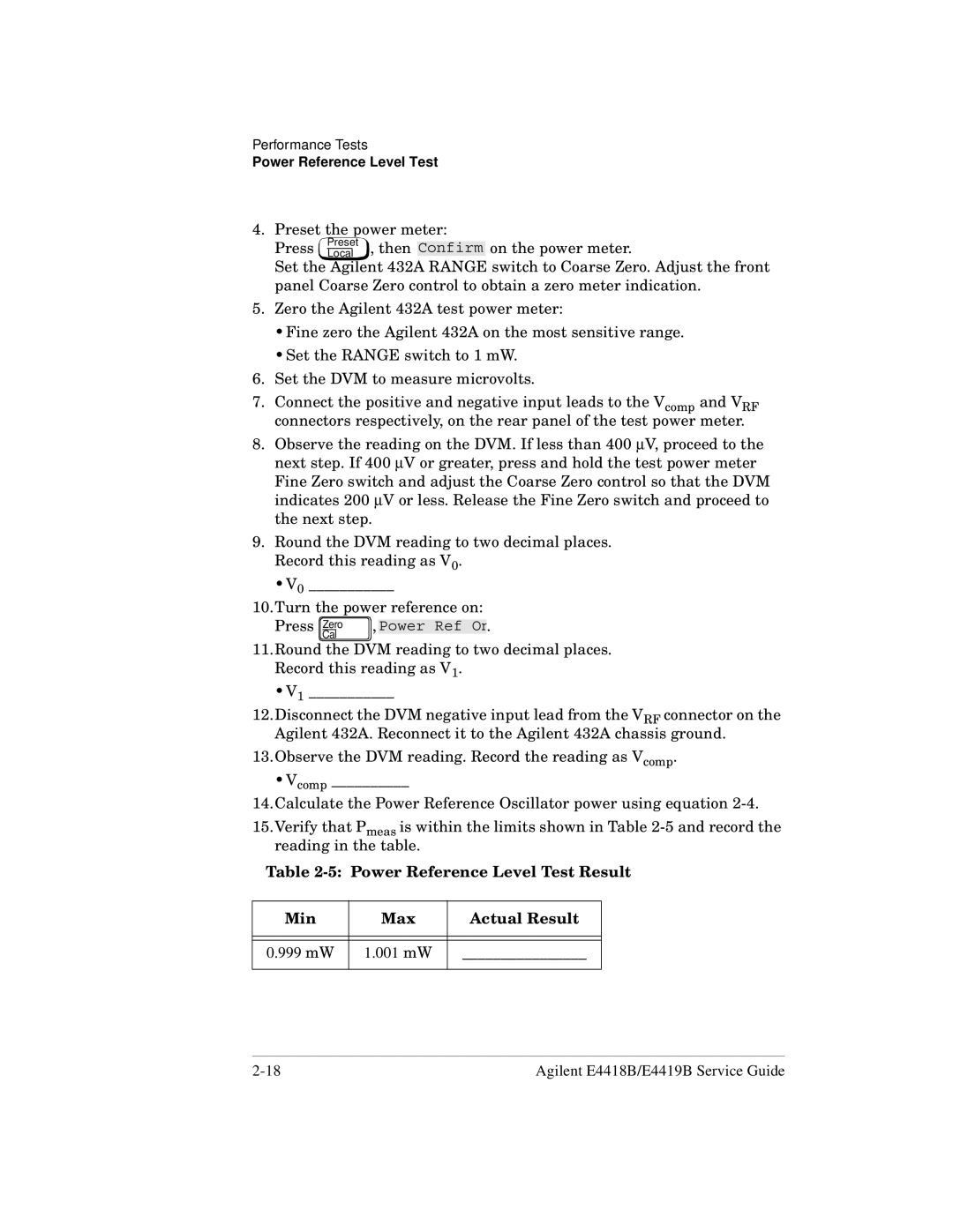Agilent Technologies e4418b, e4419b manual Press , Power Ref On 