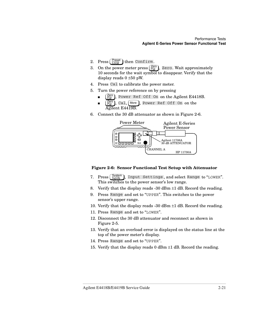 Agilent Technologies e4419b, e4418b manual Sensor Functional Test Setup with Attenuator 