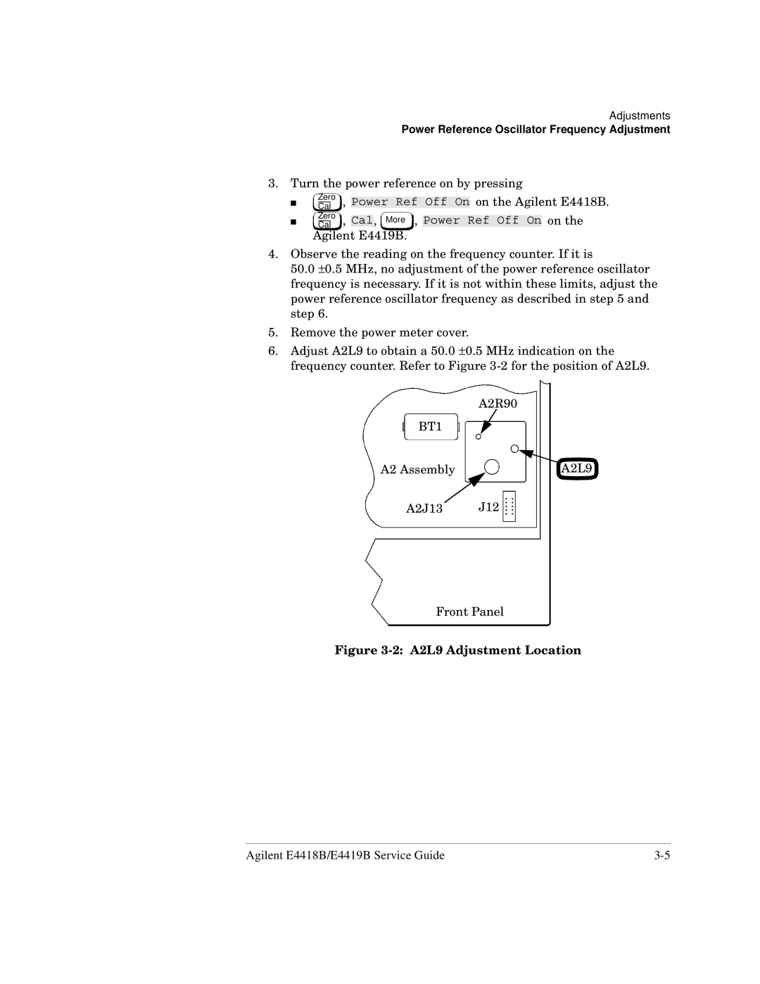 Agilent Technologies e4419b, e4418b manual A2L9 Adjustment Location 