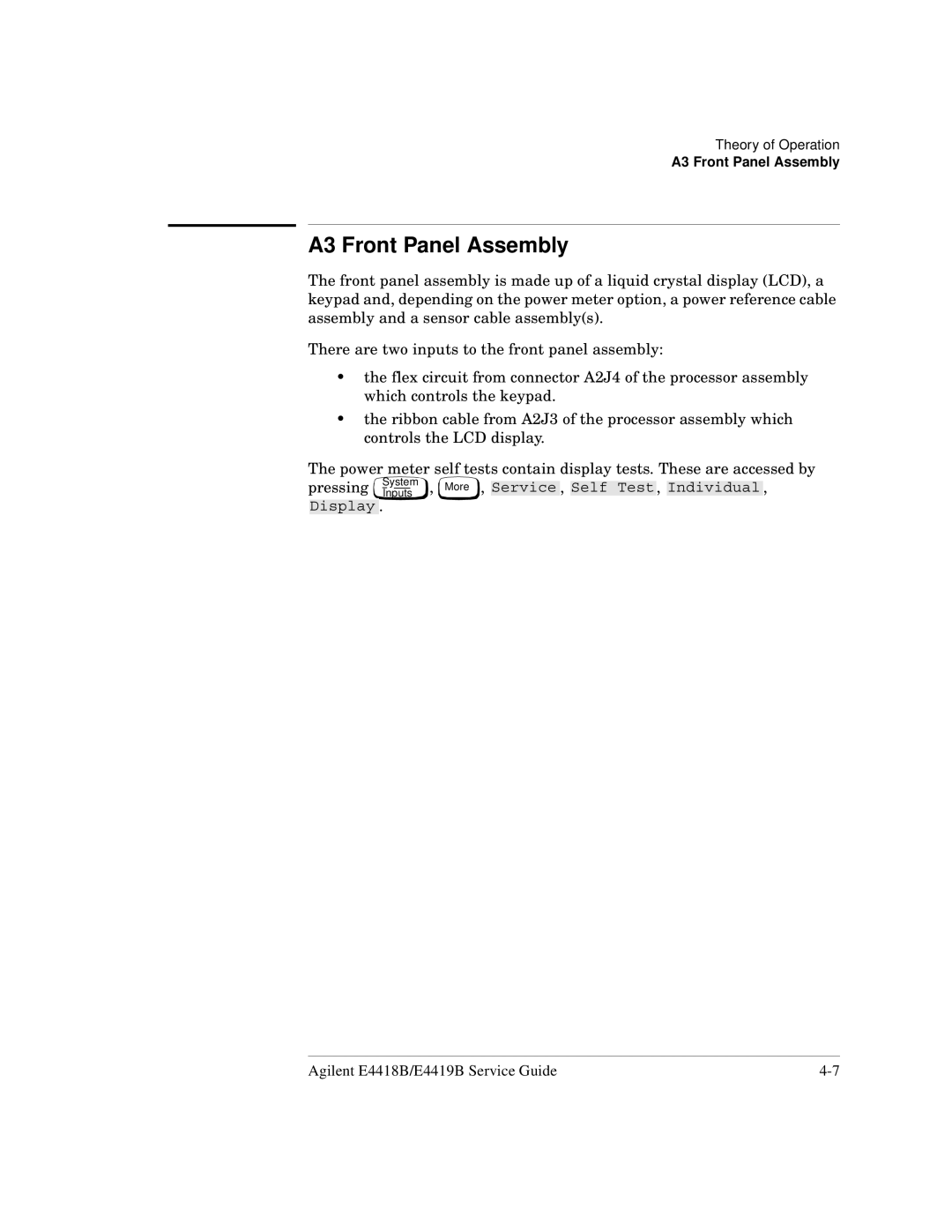 Agilent Technologies e4419b, e4418b manual A3 Front Panel Assembly 