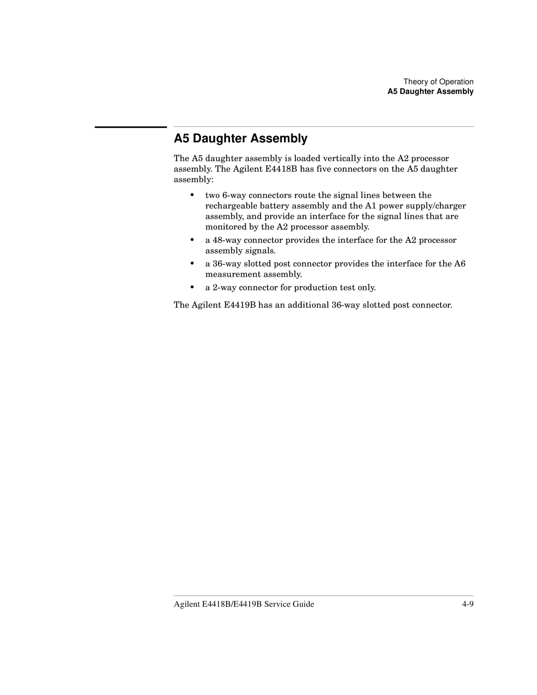 Agilent Technologies e4419b, e4418b manual A5 Daughter Assembly 