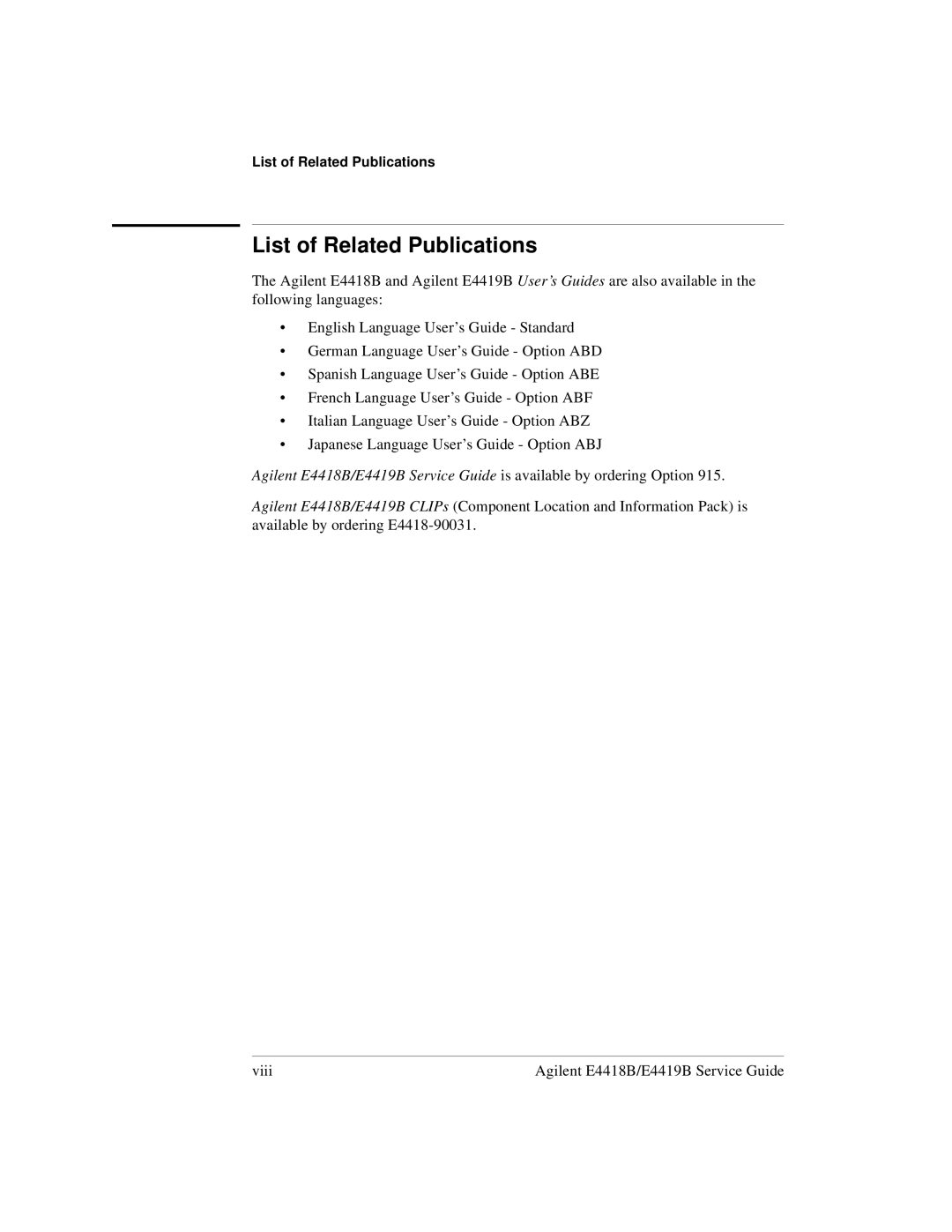 Agilent Technologies e4418b, e4419b manual List of Related Publications 