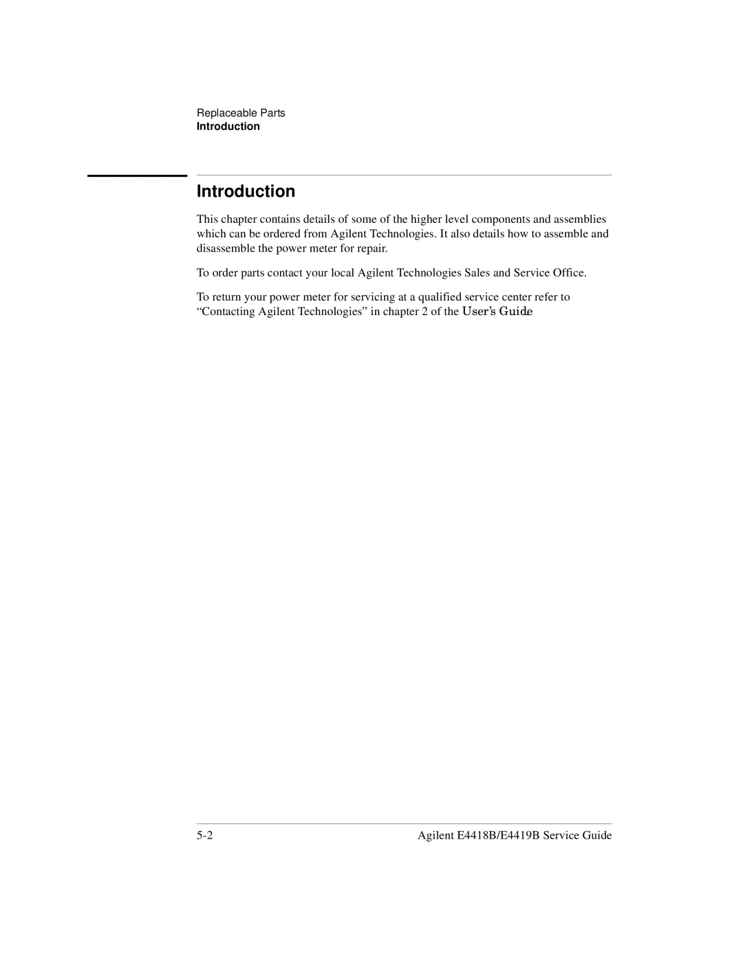 Agilent Technologies e4418b, e4419b manual Replaceable Parts 