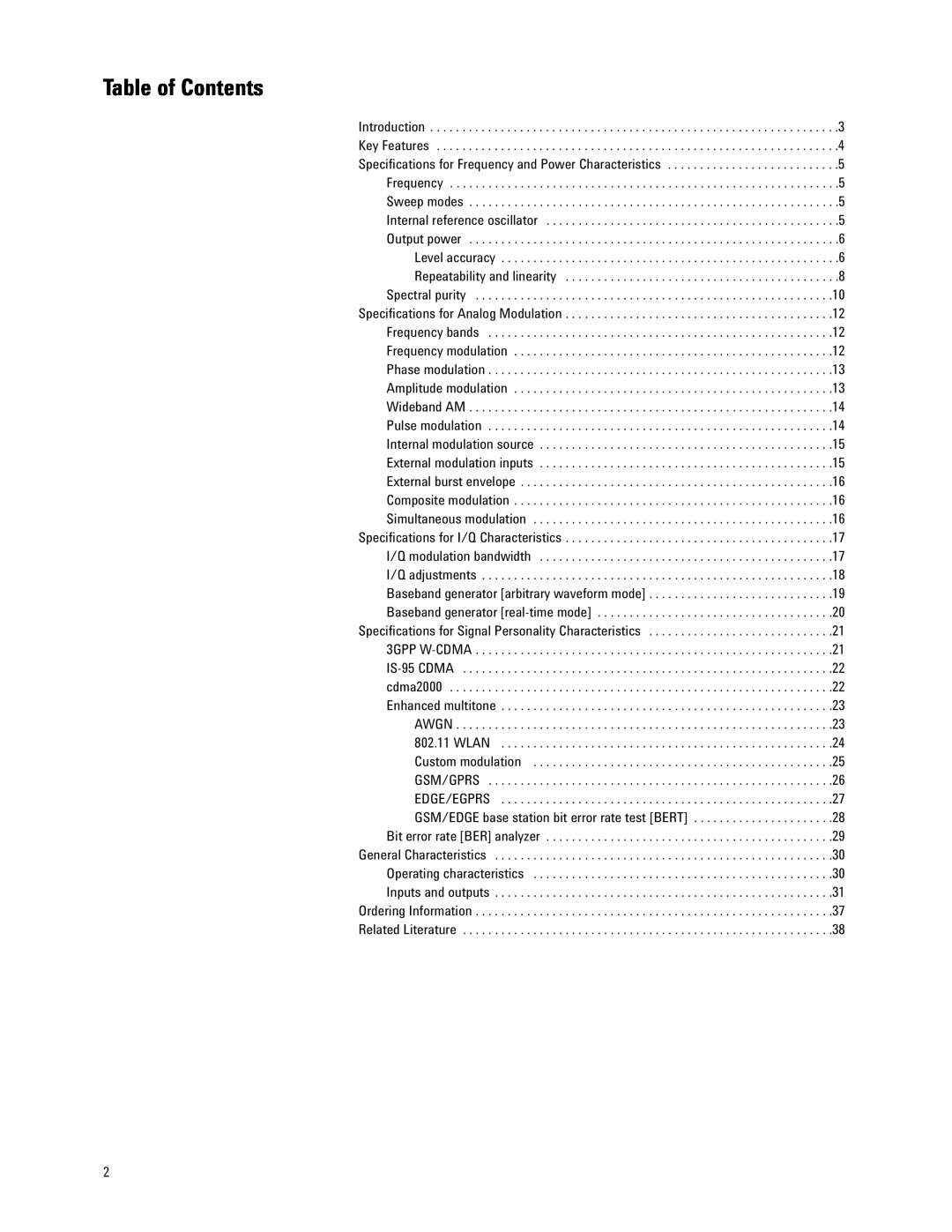 Agilent Technologies E4438C manual Table of Contents 
